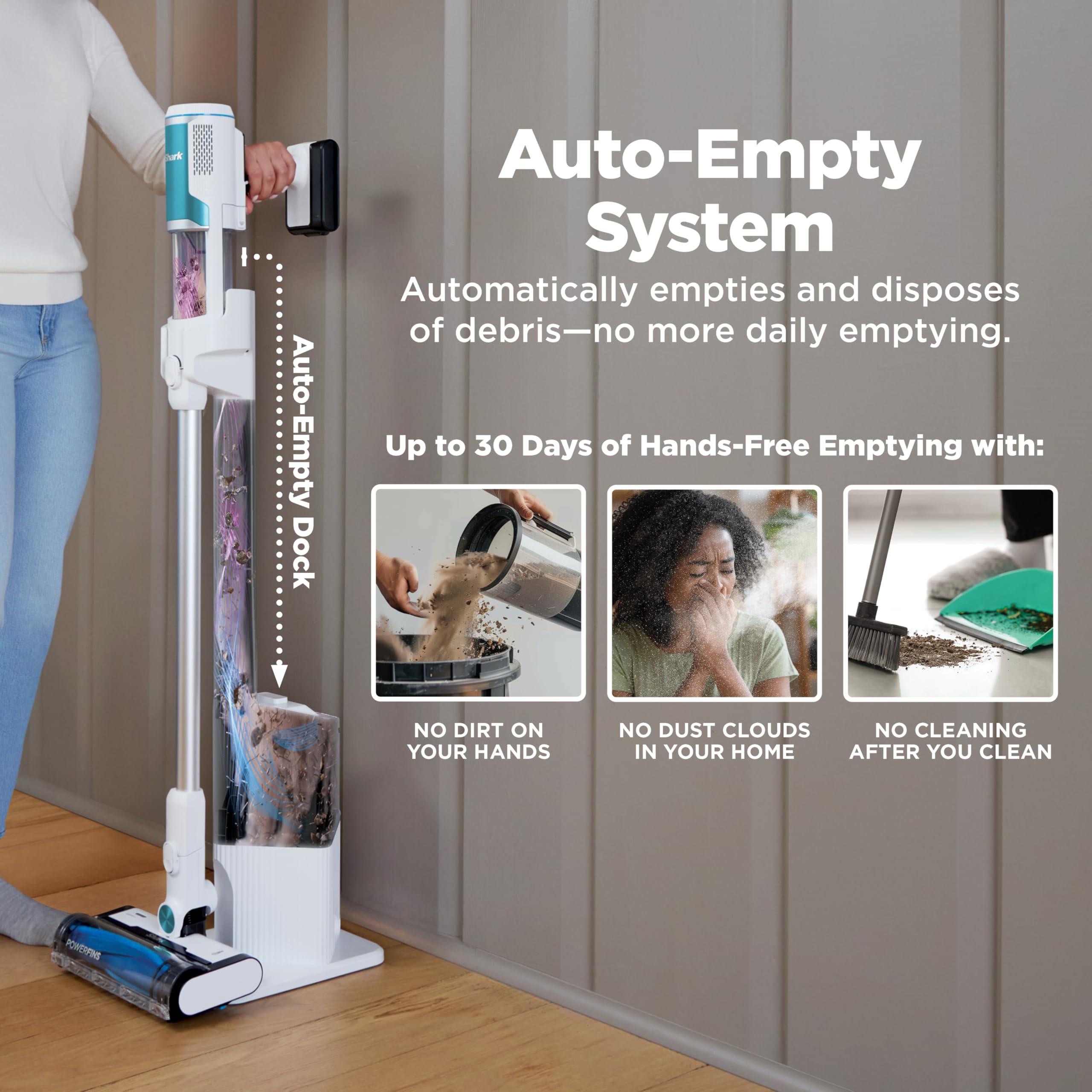 Shark Clean & Empty Cordless Stick Vacuum – Lightweight Cordless with HEPA Filter, Portable, Rechargeable, Auto-Empty System, Stick Vacuum for Pet Hair, Carpets & Hardfloor, White, BU3521 - Image 2