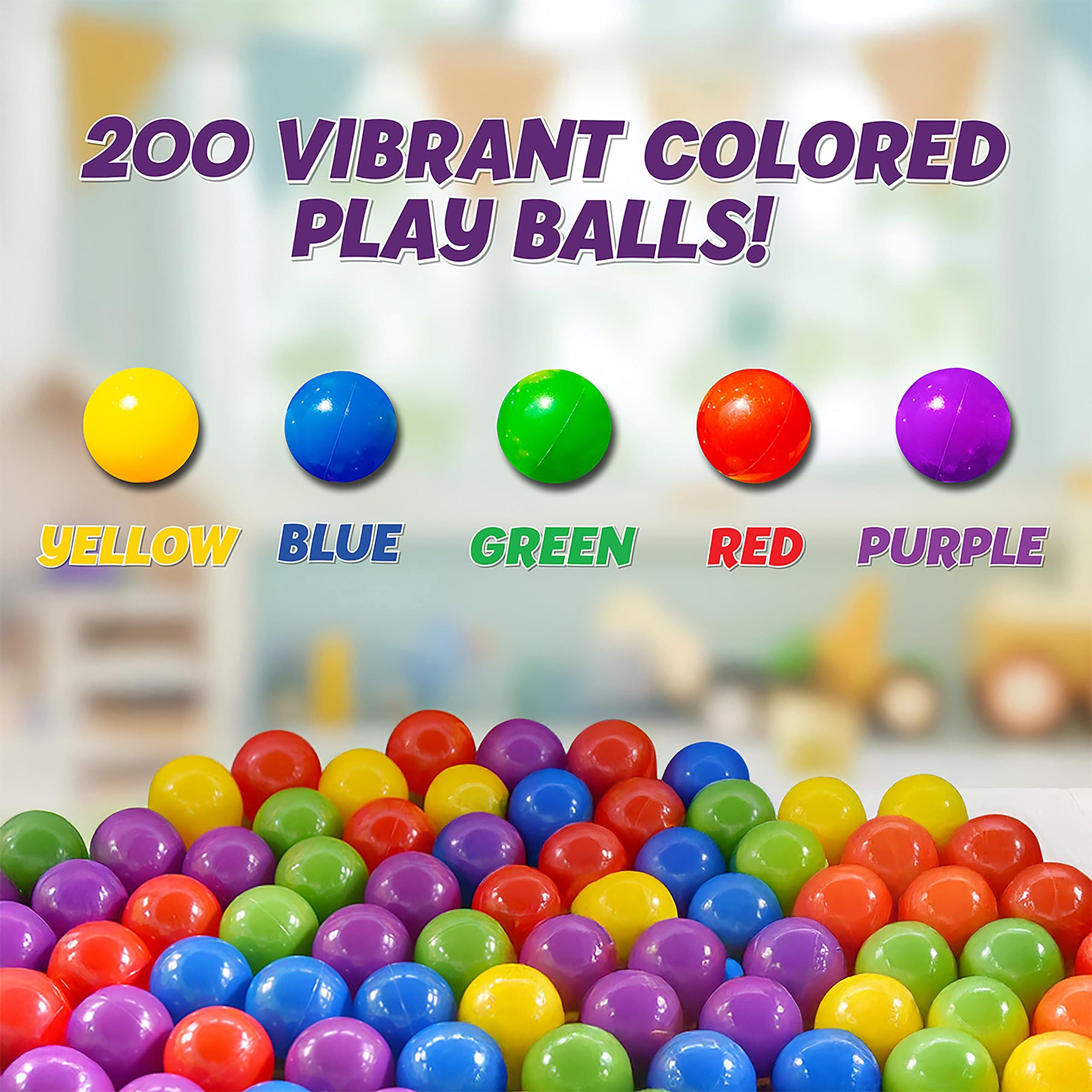 Sunny Days Entertainment 200 Premium Crush-Resistant Play Balls for Ball Pits – Non-Toxic, BPA & Phthalate Free – Vibrant Assorted Colors with Zippered Storage Bag (2.5" Diameter) - Image 2