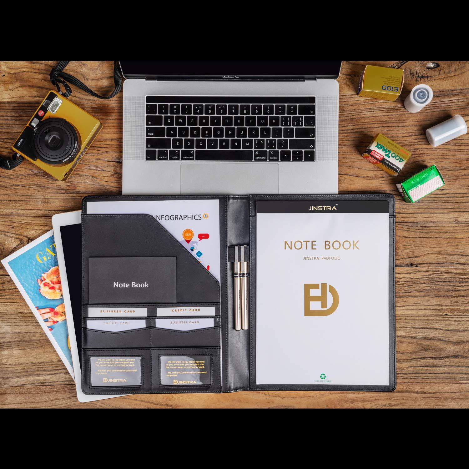 Padfolio Portfolio Leather Folder by Jinstra Professional Business PU Leather Notepad Holder for Resumes, Interview Writing Pad Folders, Legal Pad Portfolios with 20 Pages Notebook for Women/Men - Image 2