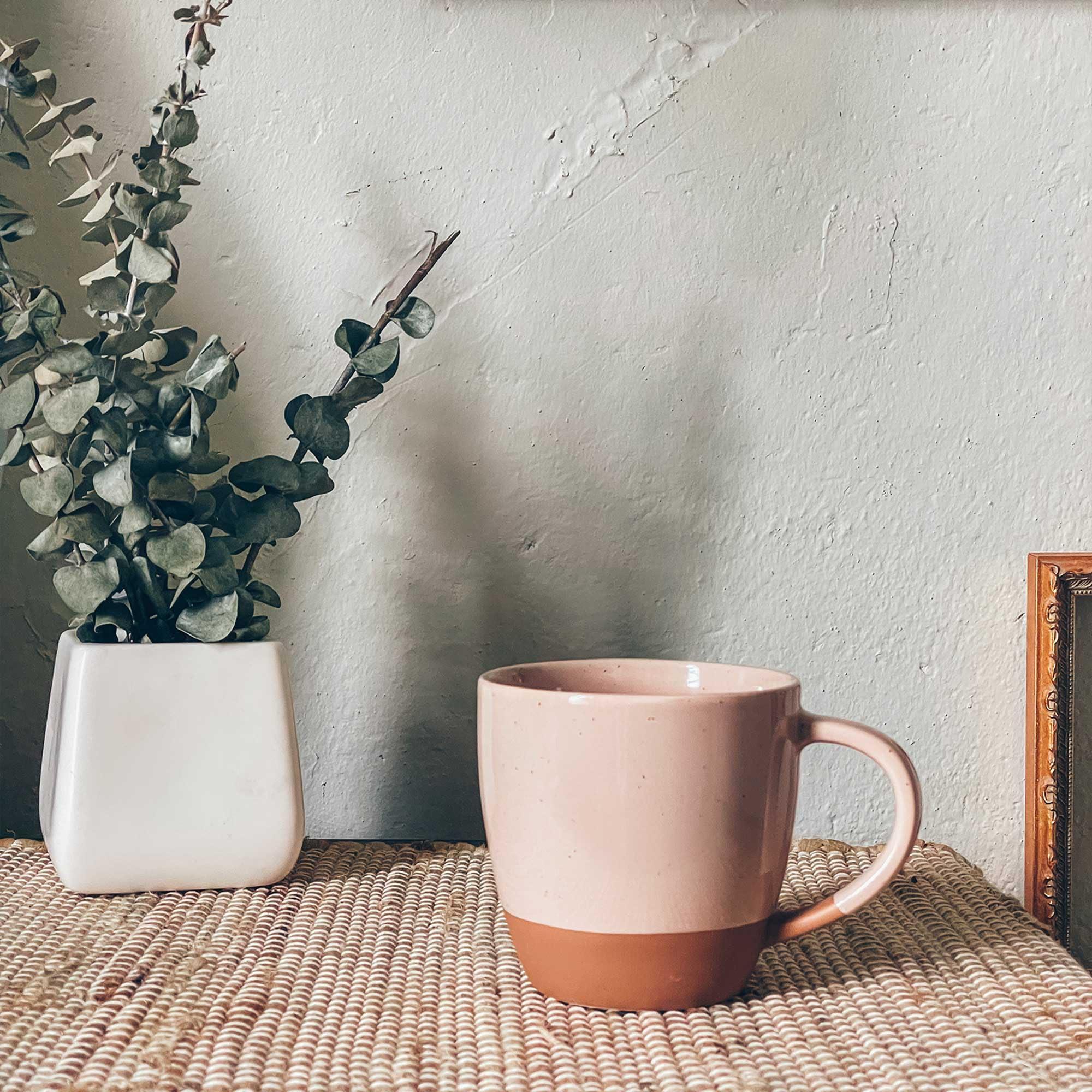 Mora Ceramic Large Latte Mug Set of 4, 16oz - Microwavable, Porcelain Coffee Cups With Big Handle - Modern, Boho, Unique Style For Any Kitchen. Microwave Safe Stoneware - Assorted Neutrals - Image 8
