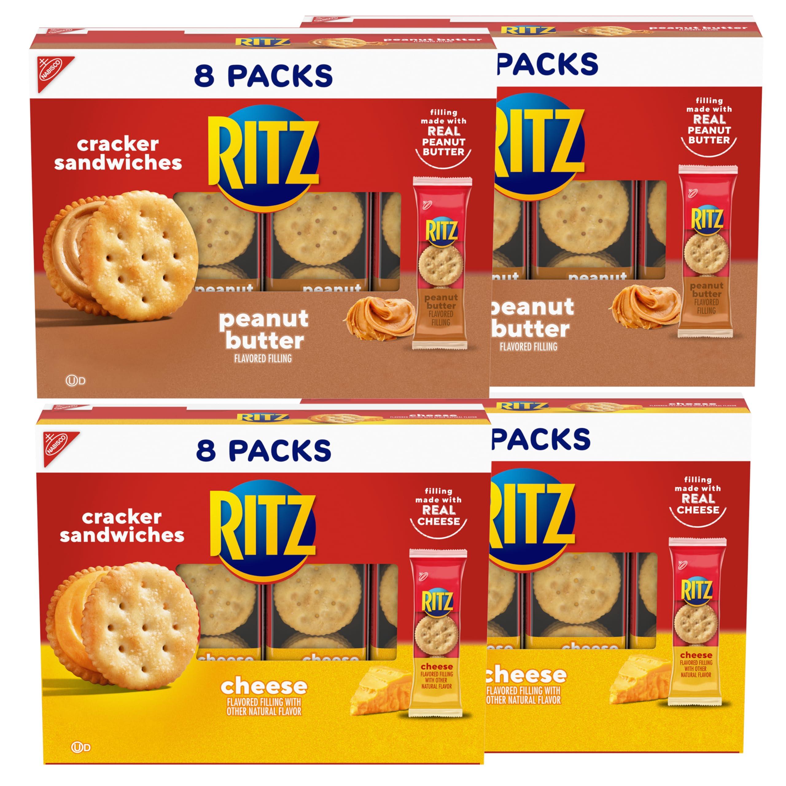 RITZ Peanut Butter and Cheese Sandwich Crackers Variety Pack, Lunch Snacks, 32 Snack Packs (6 Crackers Per Pack) - Image 11