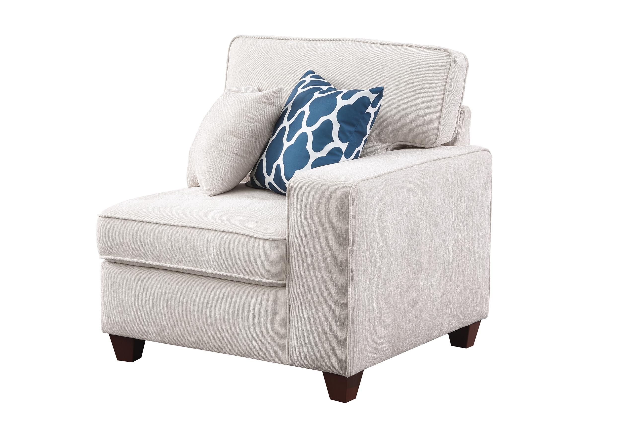 YOPTO 127" L-Shaped Sectional Couch with Movable Ottoman & 6 Throw Pillows,7 Seat Chenille Upholstered Sofa W/2 Cup Holder,USB Port & Hidden Storage Box,DIY Combination,for Living Room,Apartment,Beige - Image 12