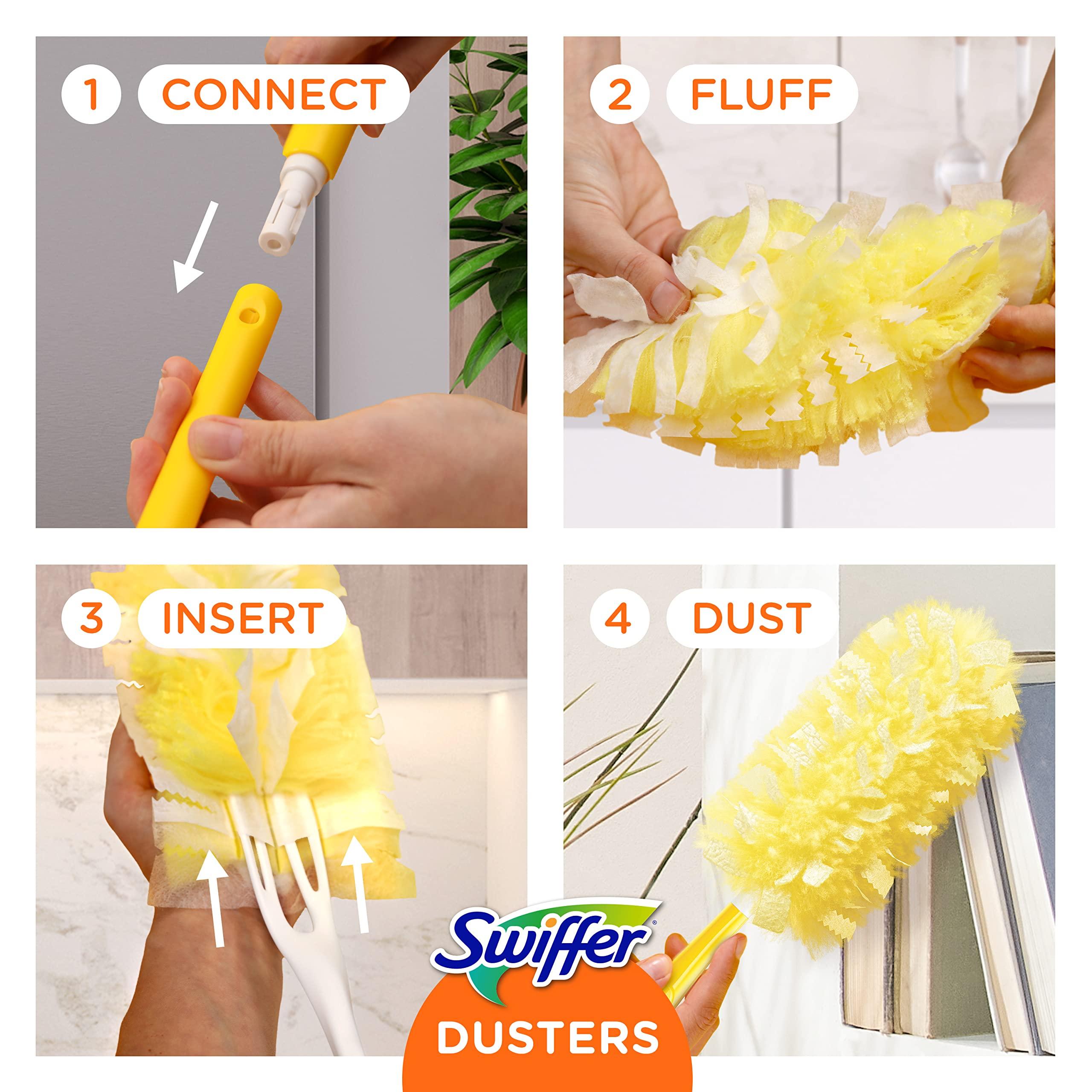 Swiffer Duster Heavy Duty Dusting Kit, Cleaning Supplies, 3 ft Extended Handle, 1 Duster, 12 Refills - Image 7