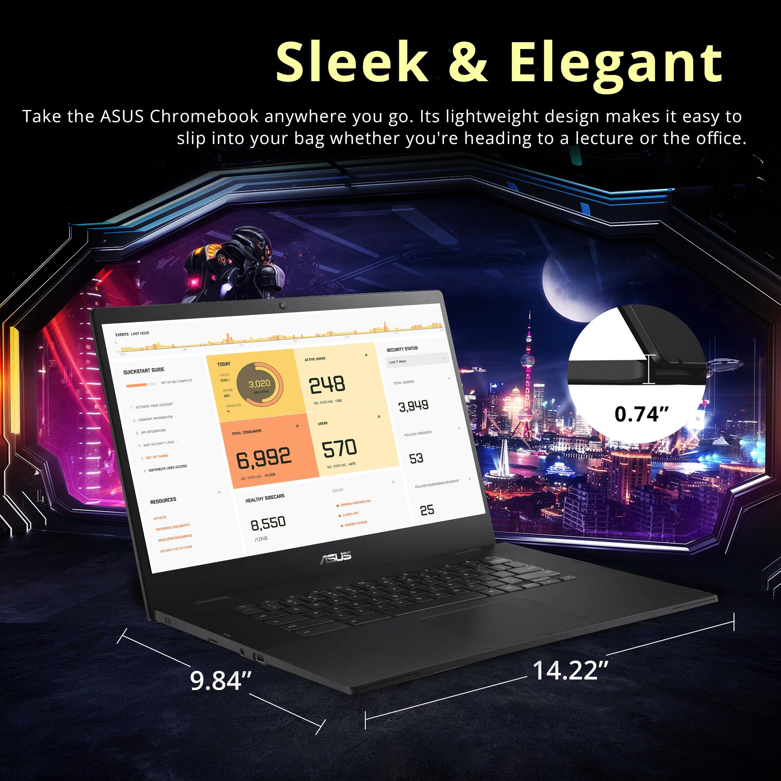 ASUS Chromebook CX1 15.6" FHD Laptop, Intel Celeron N3350 Processor, 4GB RAM, 64GB eMMC Flash Memory, Intel HD Graphics, 720P Webcam, Stereo Speakers, Chrome OS, Black (Renewed) - Image 8