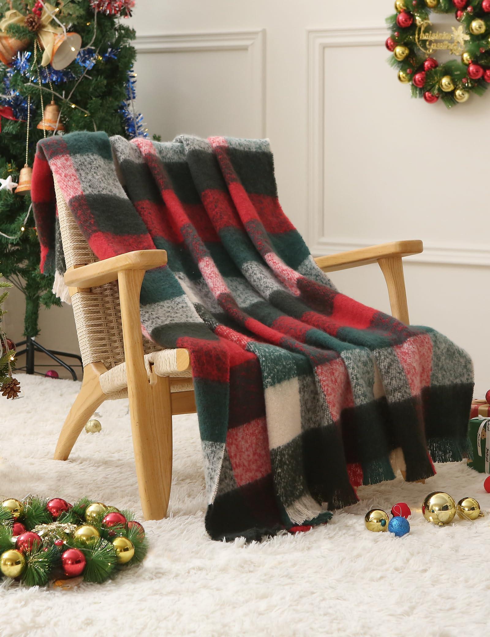 ZonLi Christmas Plaid Throw Blanket, 50" x 60" Decorative Blankets, Decorative Vintage Blankets with Tassel for Couch, Bed, Sofa, Chair, Outdoor, Cozy Warm Lightweight Farmhouse Blankets - Image 7