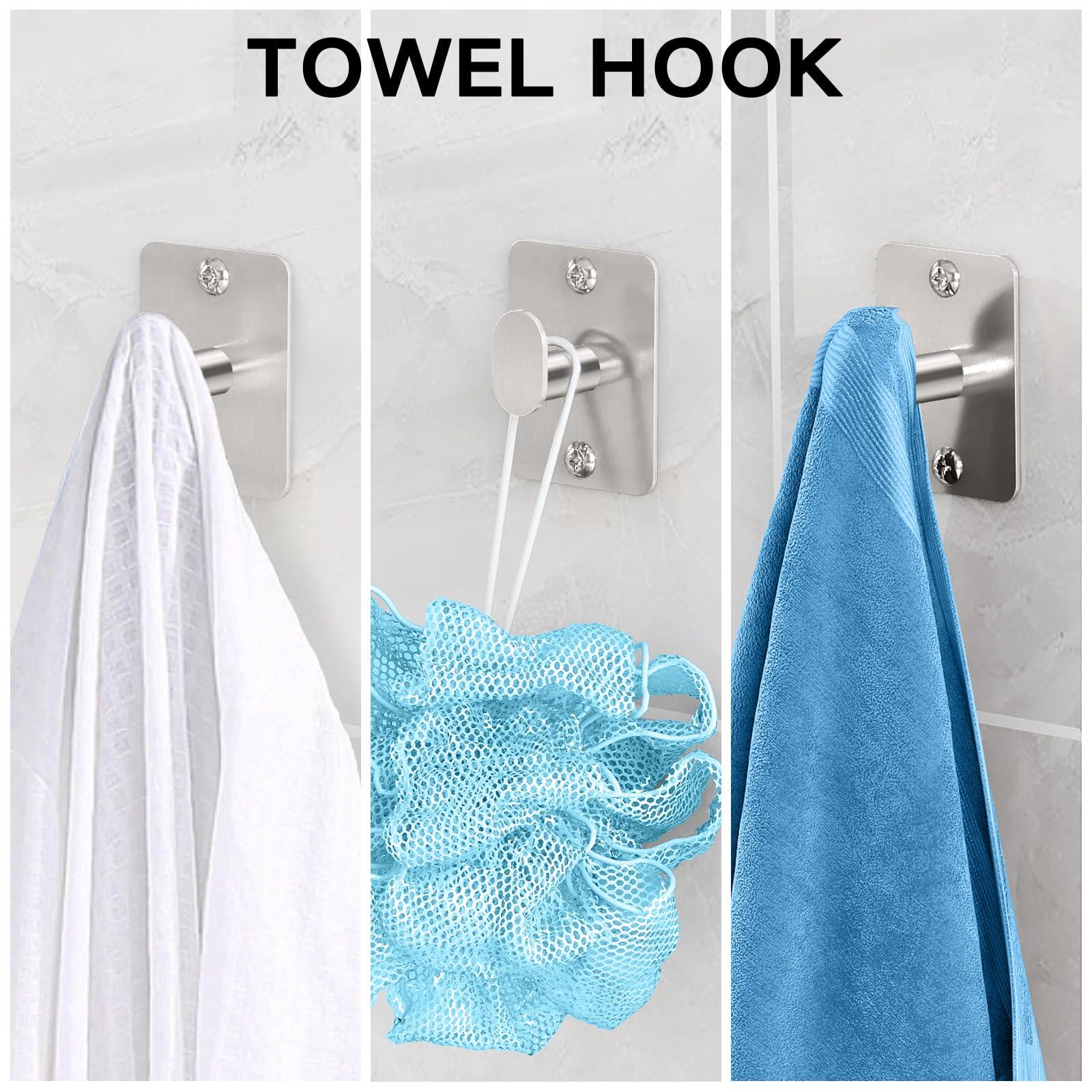 Brushed Nickel Bathroom Accessories Set, KLJKPA 4 Pieces Bathroom Hardware Set, 24 inch Towel Bar, Towel Racks for Bathroom, Robe Towel Hooks, Toilet Paper Holder Wall Mounted - Image 6