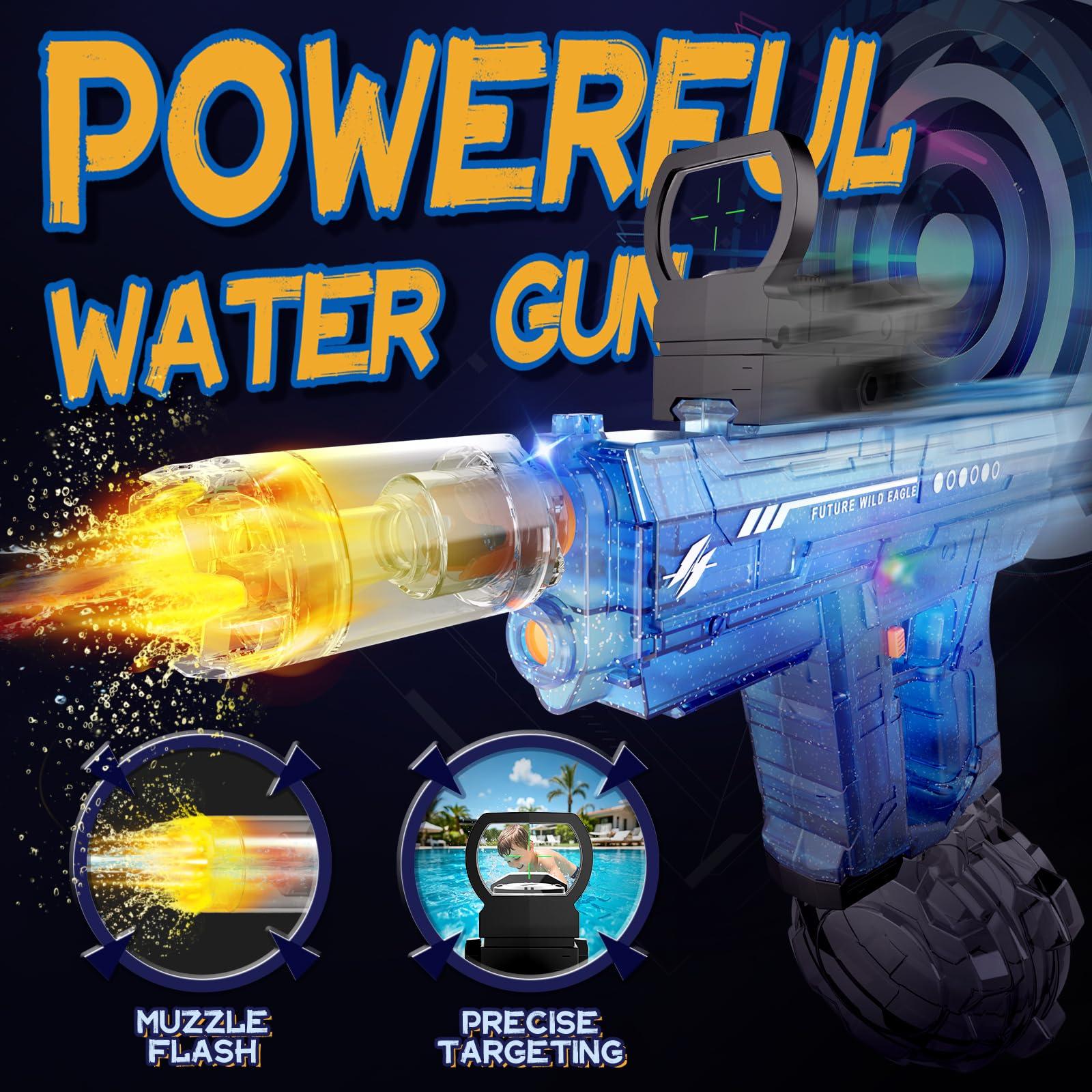 Vmiya Electric Water Gun 2 Pack for Adults and Kids, Light Up Automatic Squirt Gun Watergun, 800CC Large Capacity, 26-33 FT Long Range, Summer Outdoor Beach Pool Party Toy Gift - Image 2