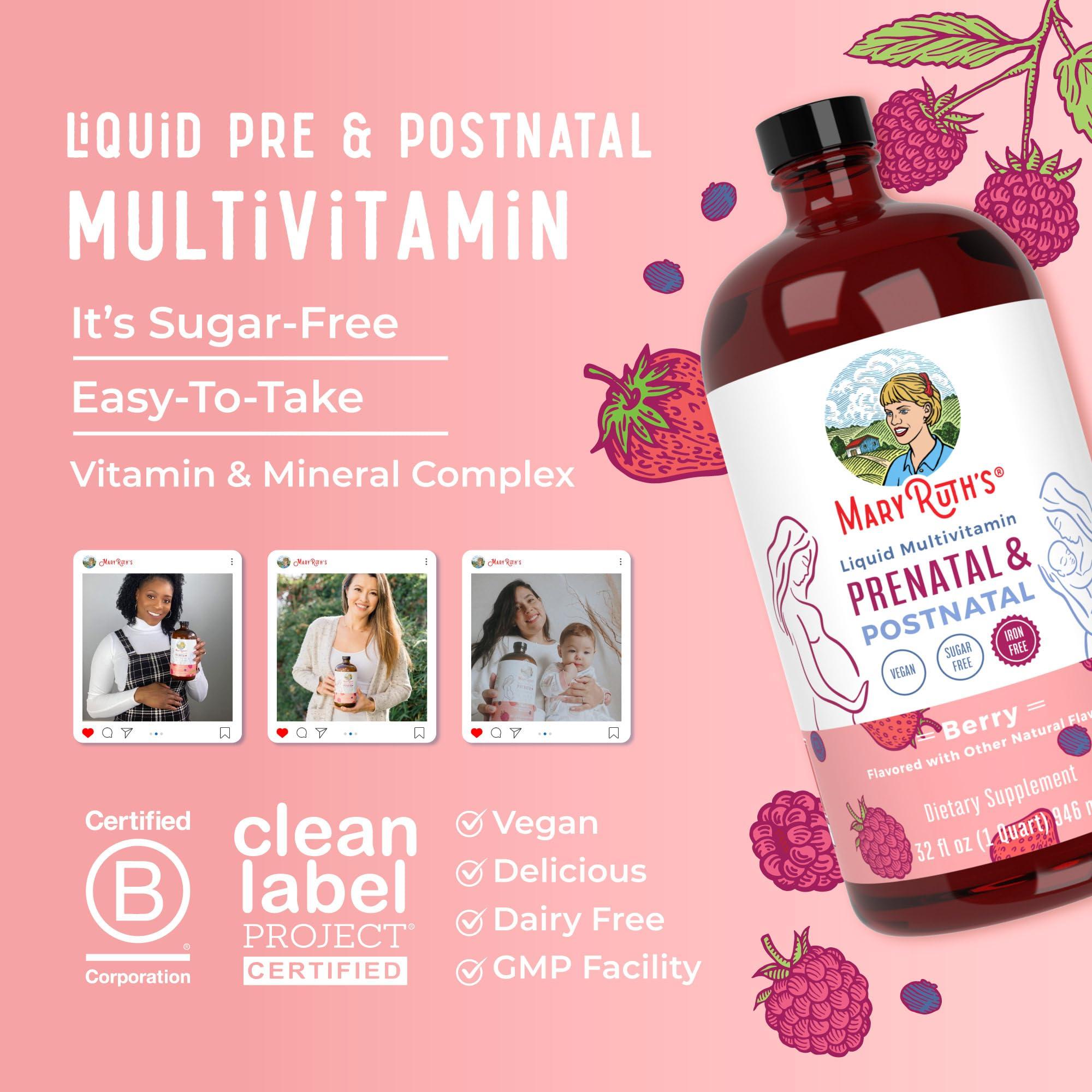 MaryRuth Organics Postnatal & Prenatal Vitamins for Women | Sugar Free | Womens Multivitamin for Pre-Conception, Pregnancy & Nursing | Ginger | Selenium | Folate | Vegan | Non-GMO | Gluten Free | 32oz - Image 9