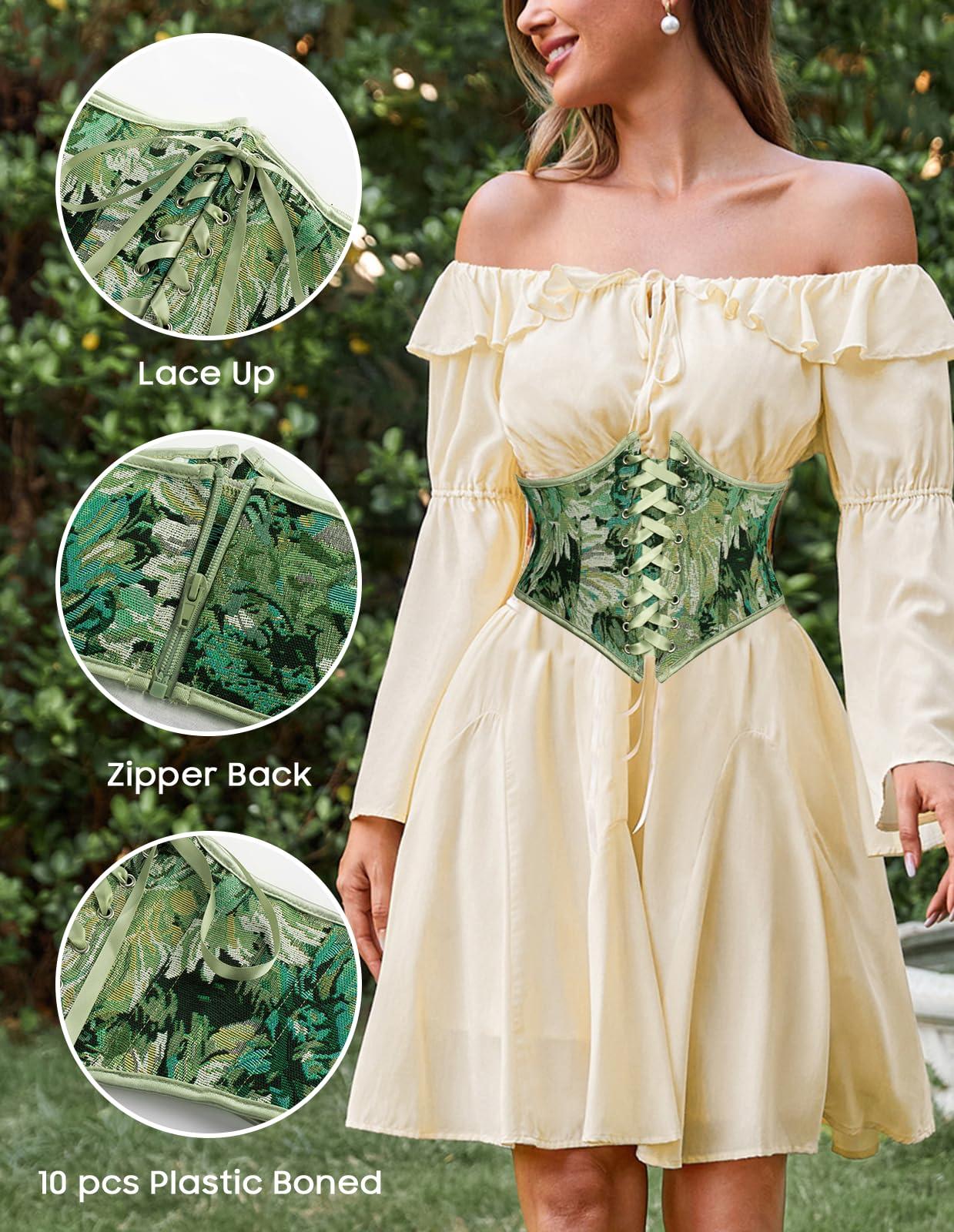 Scarlet Darkness Corset Belt for Women Floral Lace Up Boned Underbust Corset Waist Belts - Image 4