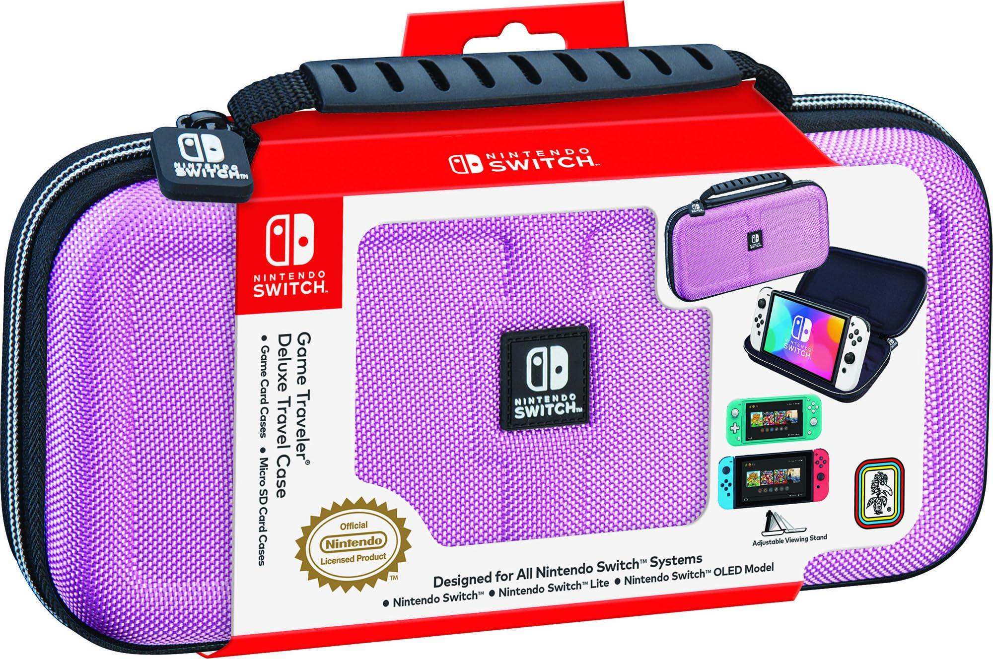 Game Traveler RDS – Officially Licensed Nintendo Switch Deluxe OLED, Nintendo Switch, & Switch Lite Case - Purple Ballistic Nylon, Viewing Stand, & Bonus Game Cases, #1 Selling Case in USA