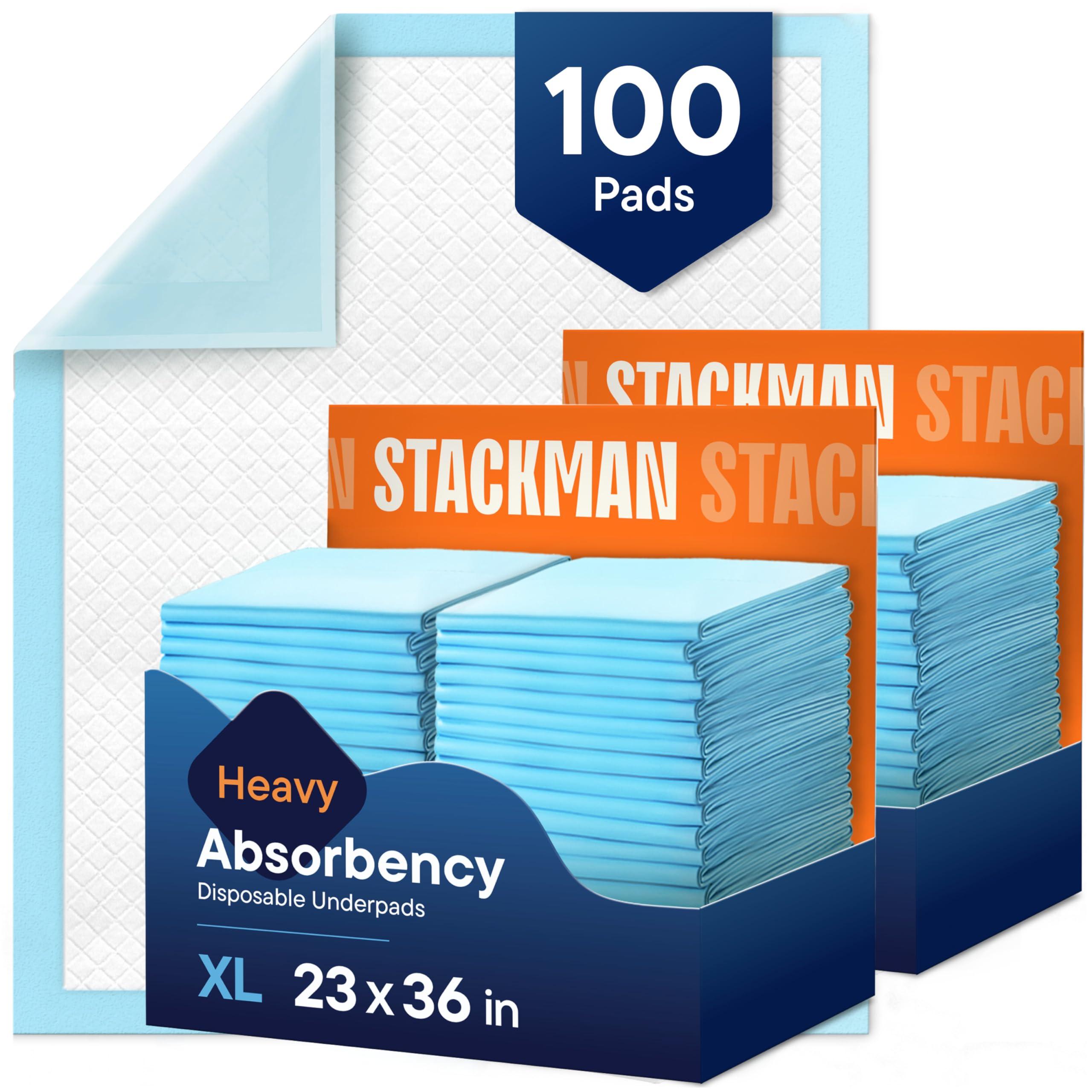 Chucks Pads Disposable [100-Pack] Adult Incontinence Underpads 23"x 36" Large Absorbent Fluff Protective Bed Pads, Toddler Mattress Pads - Pee Pads for Pets, Kids & Adults - Dog & Puppy Training Pads