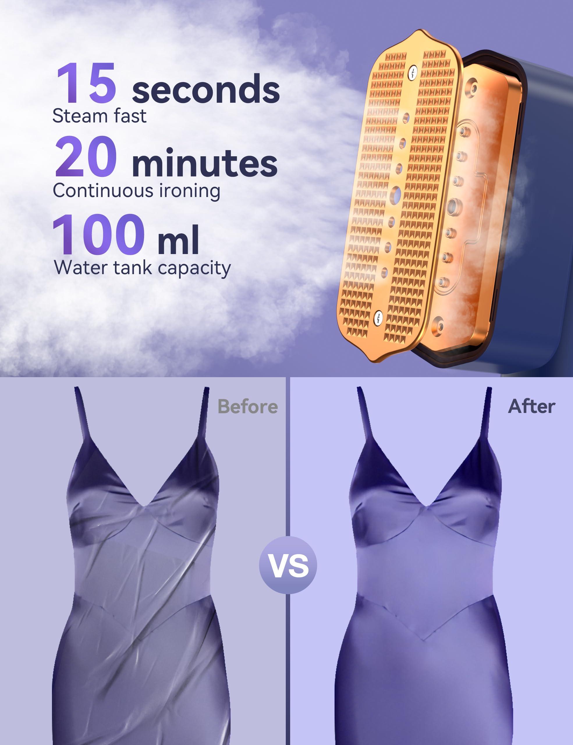 Steamer for Clothes,Sundu Portable 2 In 1Handheld Garment Steamer,15s Fast Heat-up,100ml Water Tank,Steamer Ironing Gloves,20 Minutes of Continuous Ironing Removes Wrinkle for Home,Office and Travel - Image 4