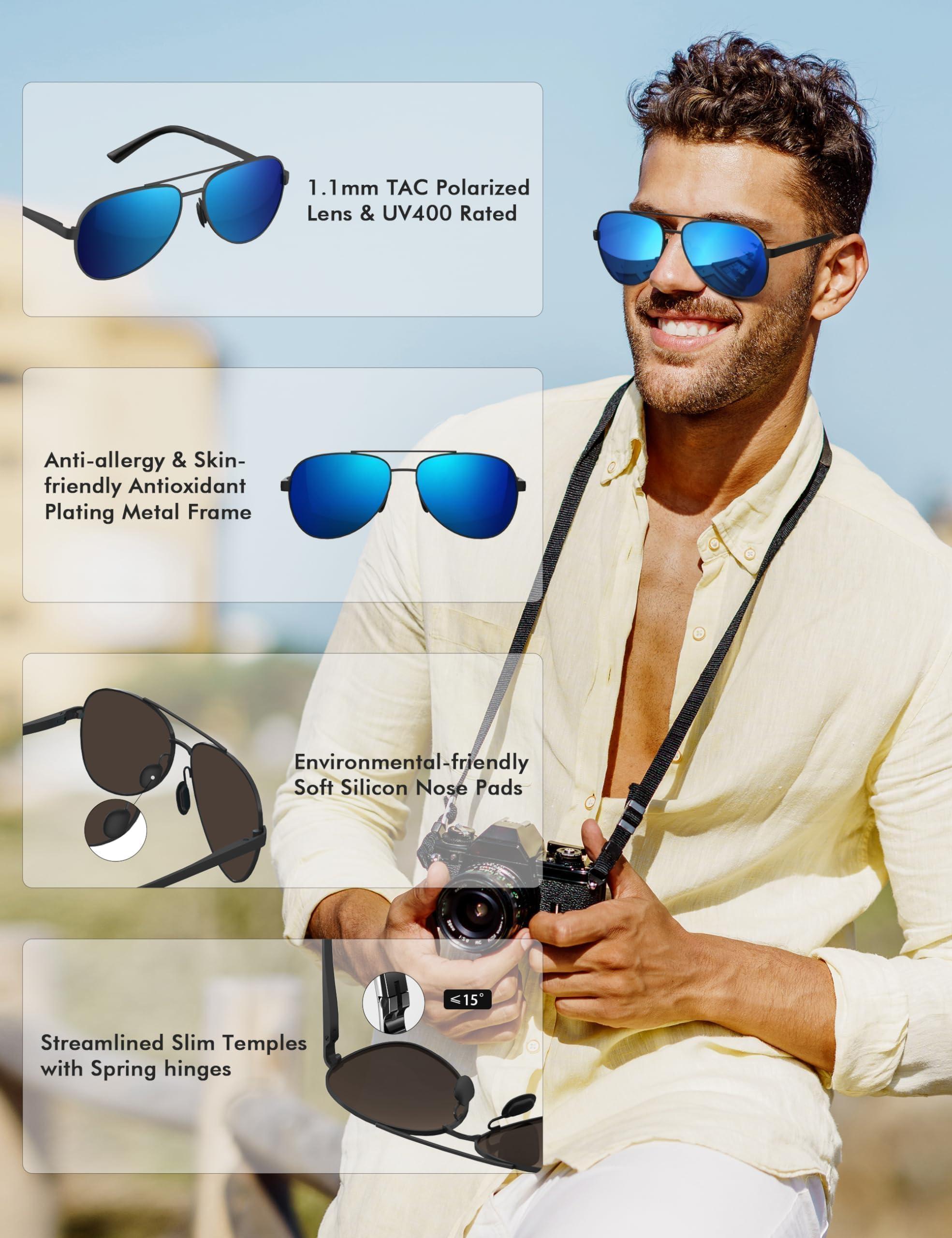 LUENX Aviator Sunglasses for Men Women Polarized - UV400 Protection, Stylish Shades, Driving, Outdoor Activities - Image 4