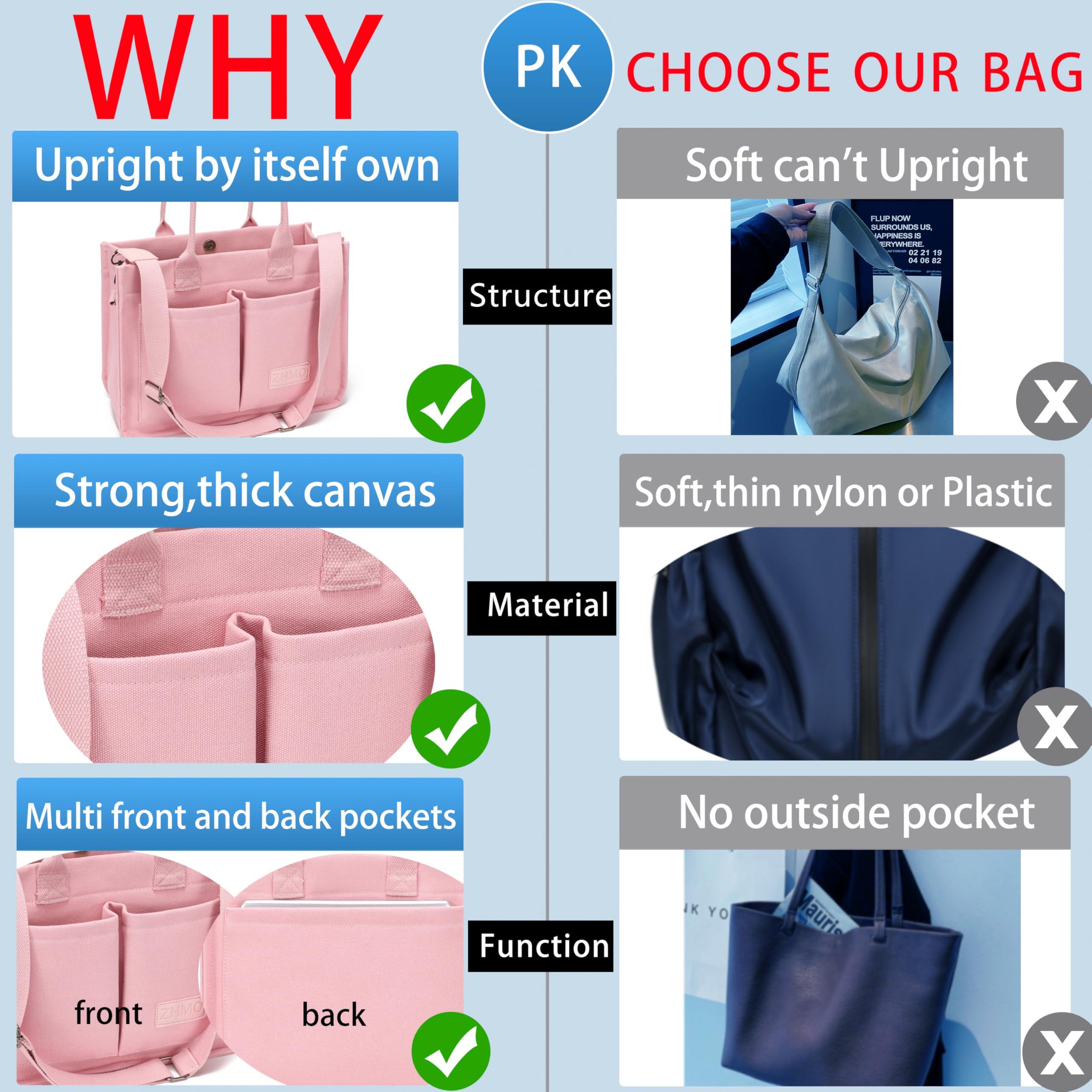 Tote Bag for Women With Compartments,Large Canvas Tote Women's Purse Crossbody Bags Work Laptop Book Bag Satchels Handbags - Image 5