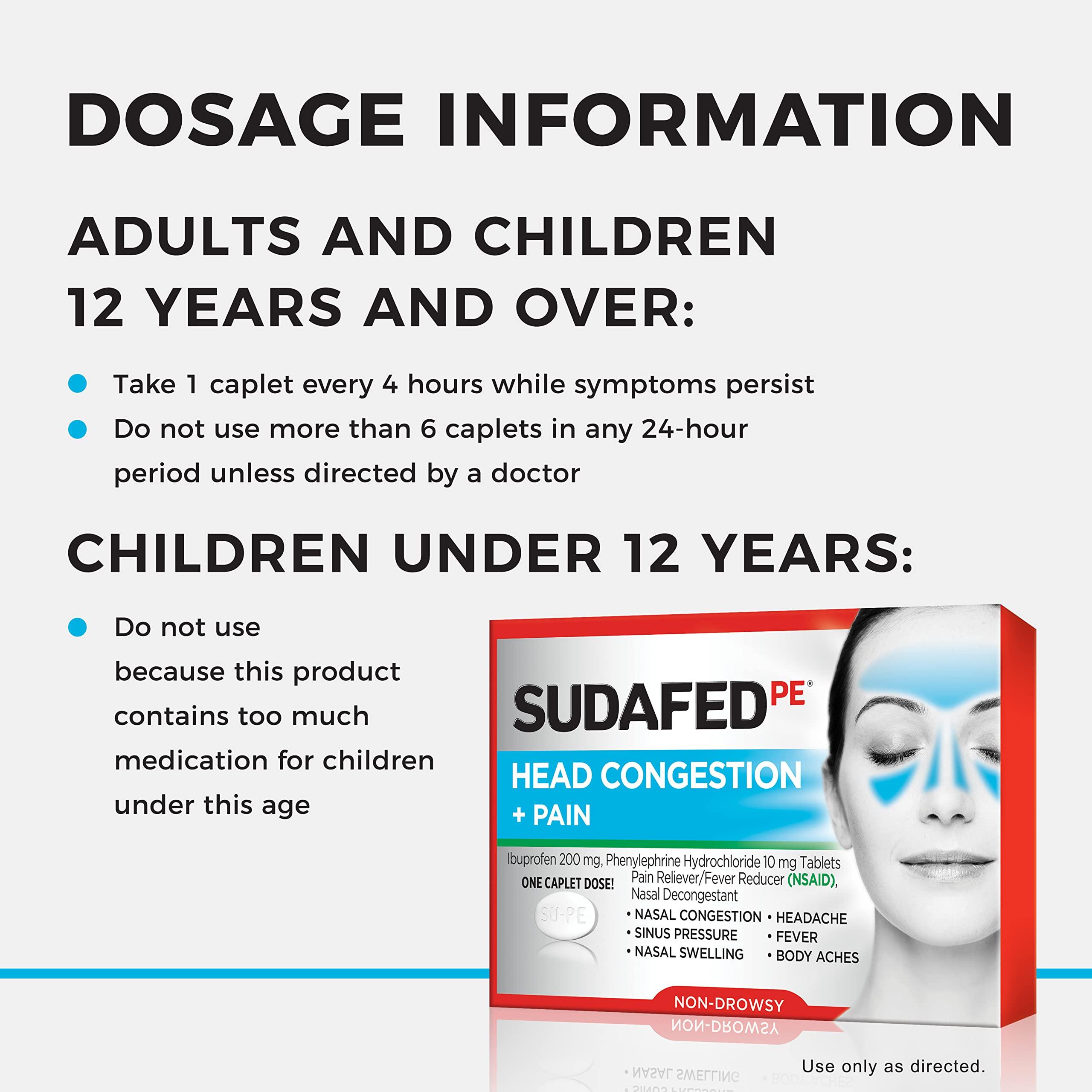 Sudafed PE Head Congestion + Pain Relief Caplets Ibuprofen Phenylephrine HCl, 20 Count (Pack of 2) - Image 6