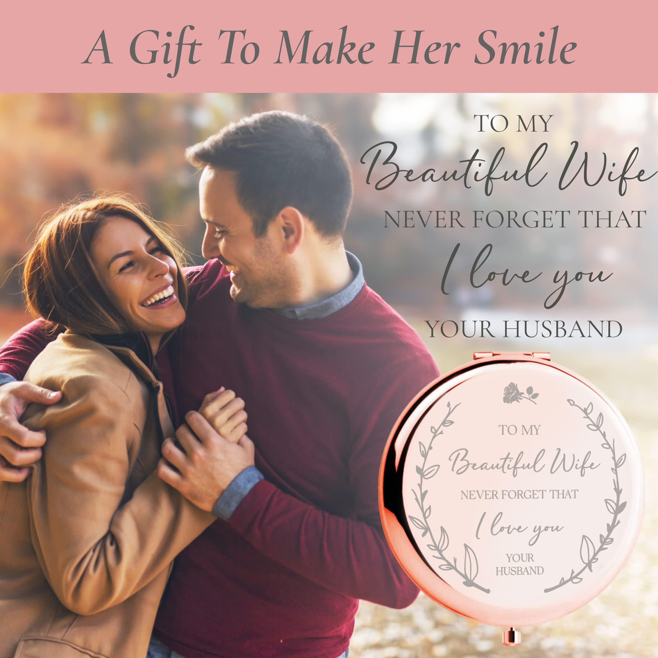 Gifts for Wife – I Love You Wife Gift. Laser Engraved ‘To My Beautiful Wife’ Rose Gold Compact Mirror – Romantic Gifts For Her Birthday, Wedding Anniversary, Valentines Day, Mothers Day From Husband - Image 4