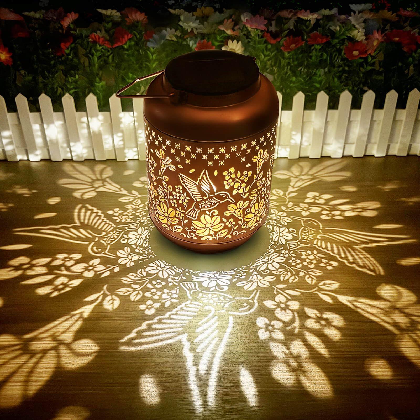 Solar Lanterns Outdoor Waterproof, Hummingbird Hanging Solar Lantern Garden Decor Birthday Gifts for Women Mom Grandma, Metal Solar Powered Lanterns Garden Decoration for Yard, Patio, Backyard, Porch - Image 1