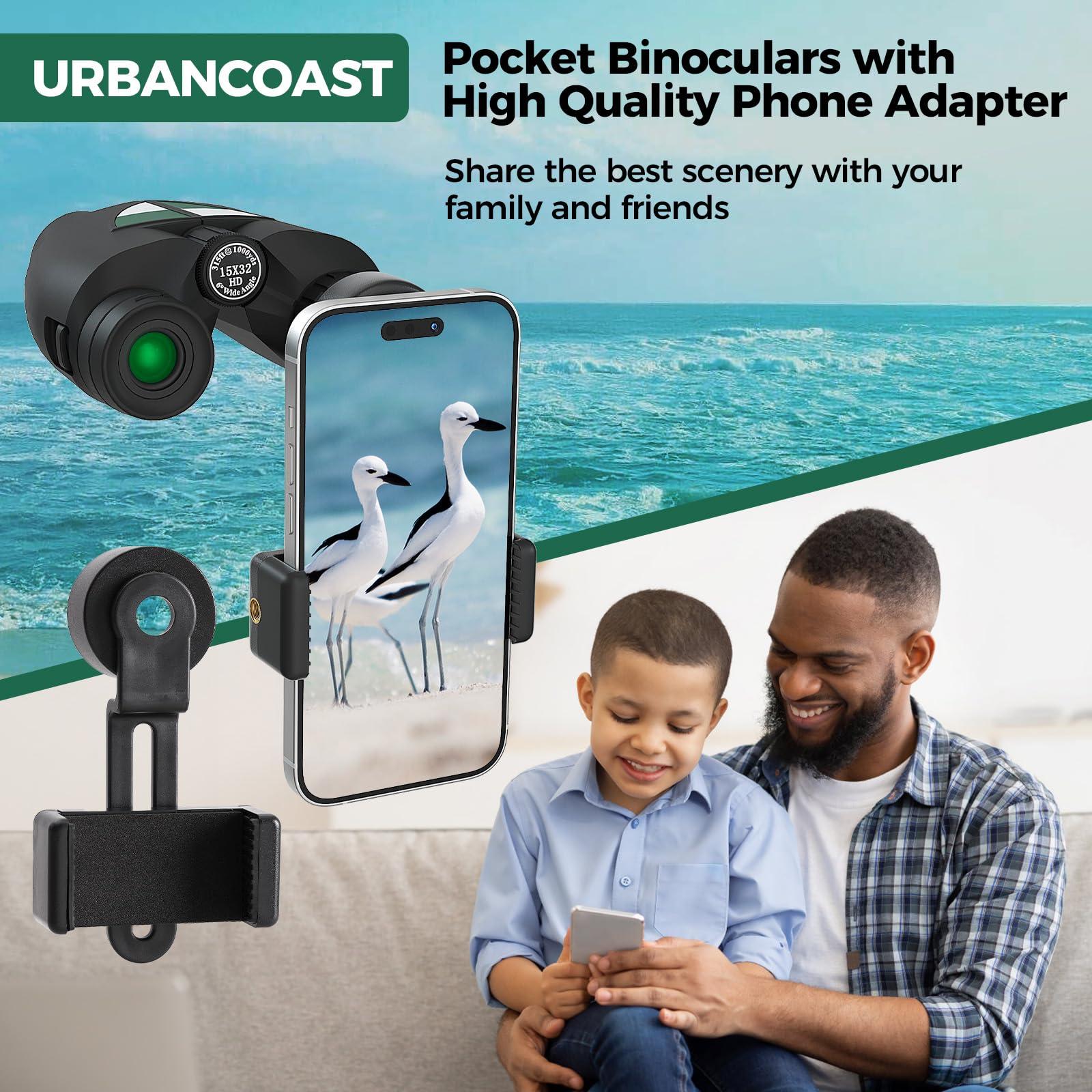 URBANCOAST 15x32 Compact Binoculars for Adults and Kids, High Power Lightweight Small Binoculars with Phone Adapter for Concert Cruise Ship Hiking Bird Watching Travel Safari Viewing Football Sports - Image 4