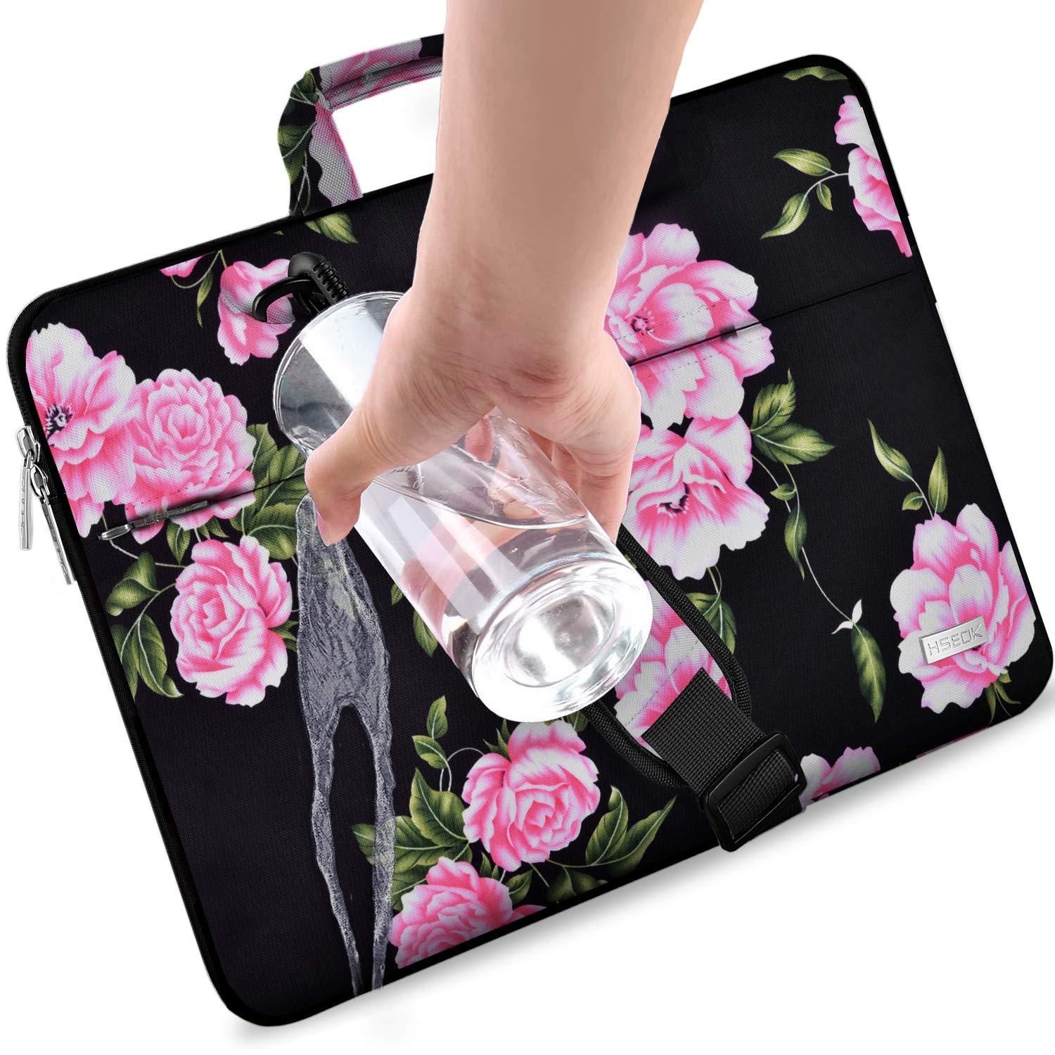 Laptop Shoulder Bag 13 13.3 14 Inch Case Compatible with MacBook Pro 14 2025-2021 M4/M3/M2/M1, Mac Air/pro 13-13.3 Inch and Most Popular 13-14 Notebooks,Spill-Resistant Briefcase,Peony - Image 5