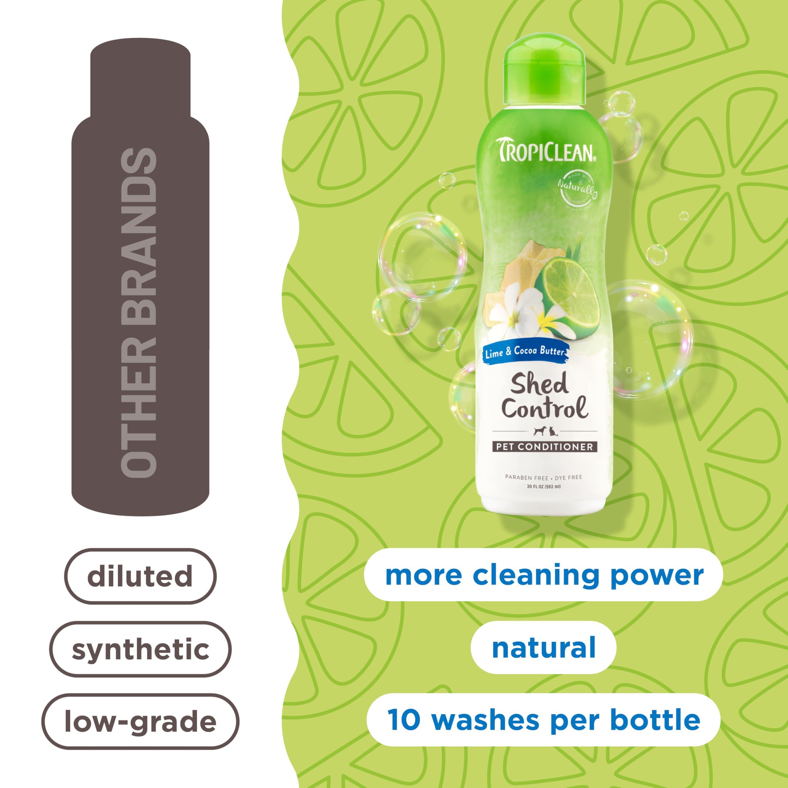 TropiClean Deshedding Dog Conditioner, Reduces Shedding & Softens Coat, Puppy Safe, Made in the USA, Lime & Cocoa Butter Scent, 20oz. - Image 7
