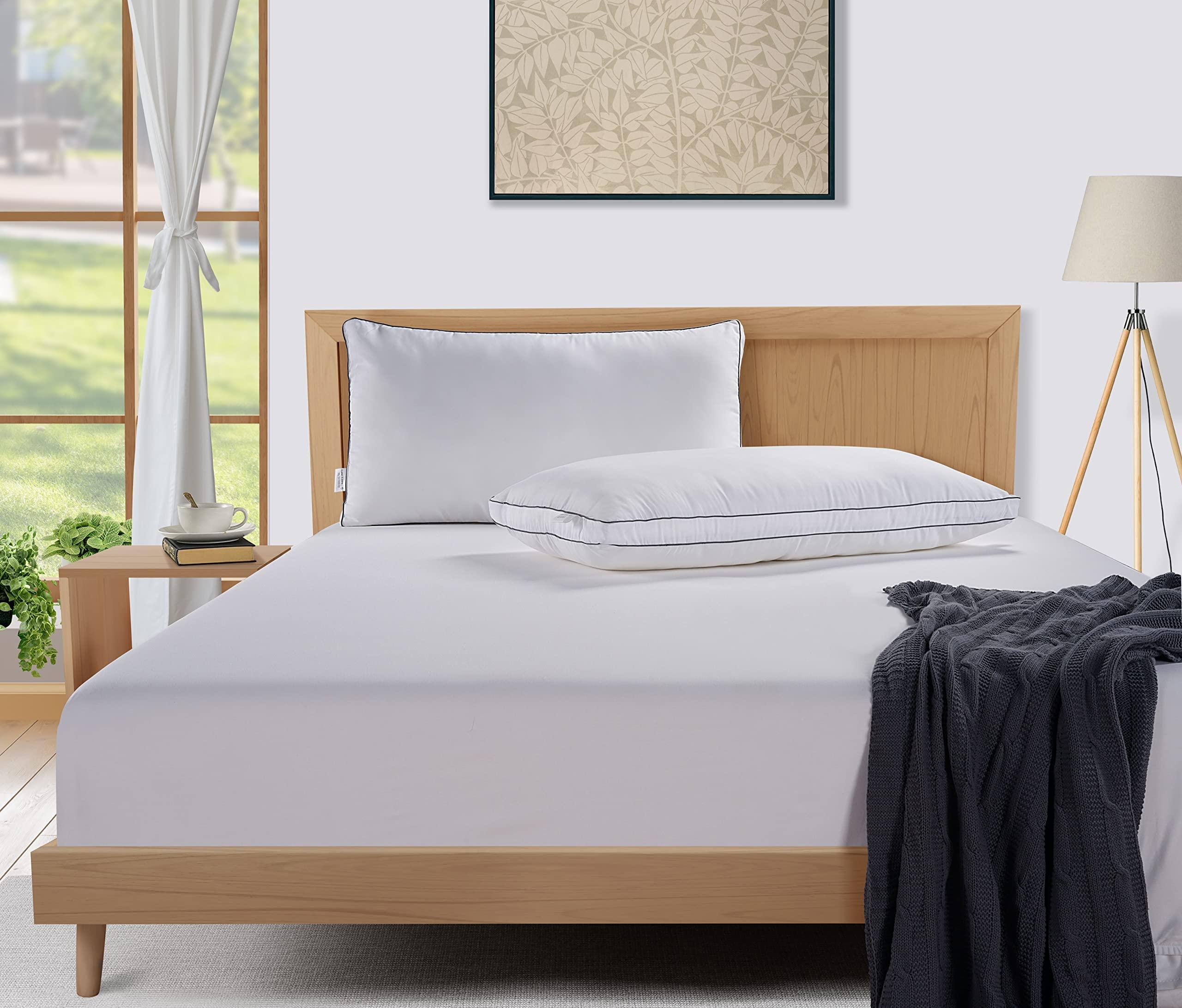 LANE LINEN Pillows Standard Size Set of 4 (20"x26") - Soft Gusseted Bed Pillow for Back, Stomach or Side Sleepers - Hotel Quality Down Alternative Standard Pillows Pack of 4 - White - Image 4
