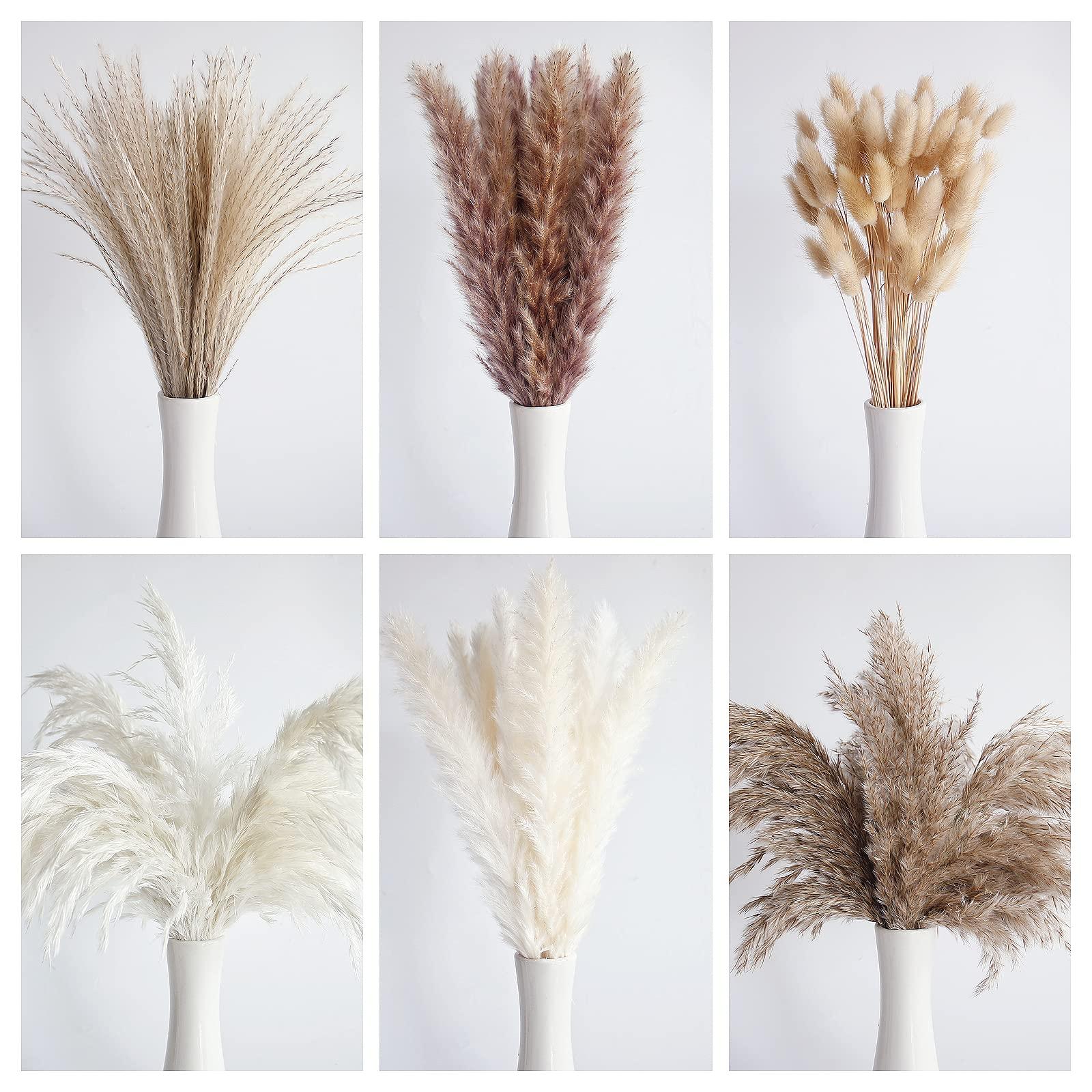 110 PCS Dried Pampas Grass Bouquet, Boho Table Decor, Bunny Tails Dried Flowers, Brown Pompas, White Pampas Grass for Wedding, Home, Rustic Party, Baby Shower Decorations - Image 3