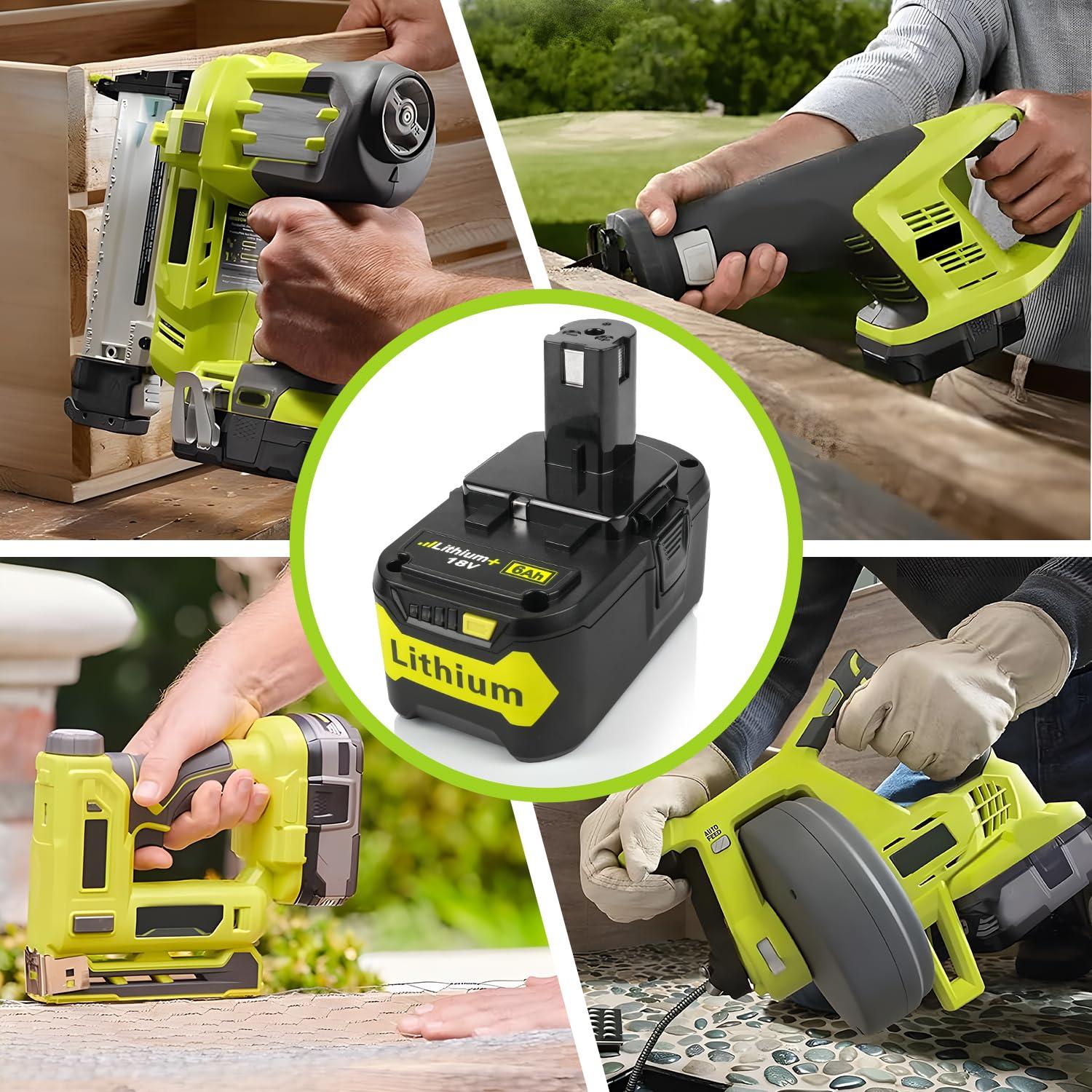 VIRSHX BATT Upgraded 2packs 6Ah 18V Replacement for Ryobi 18V Battery Compatible with Ryobi ONE+ P108 P102 P103 P104 P105 P107 P109 P122 Cordless Tool Batteries with Indicator - Image 7
