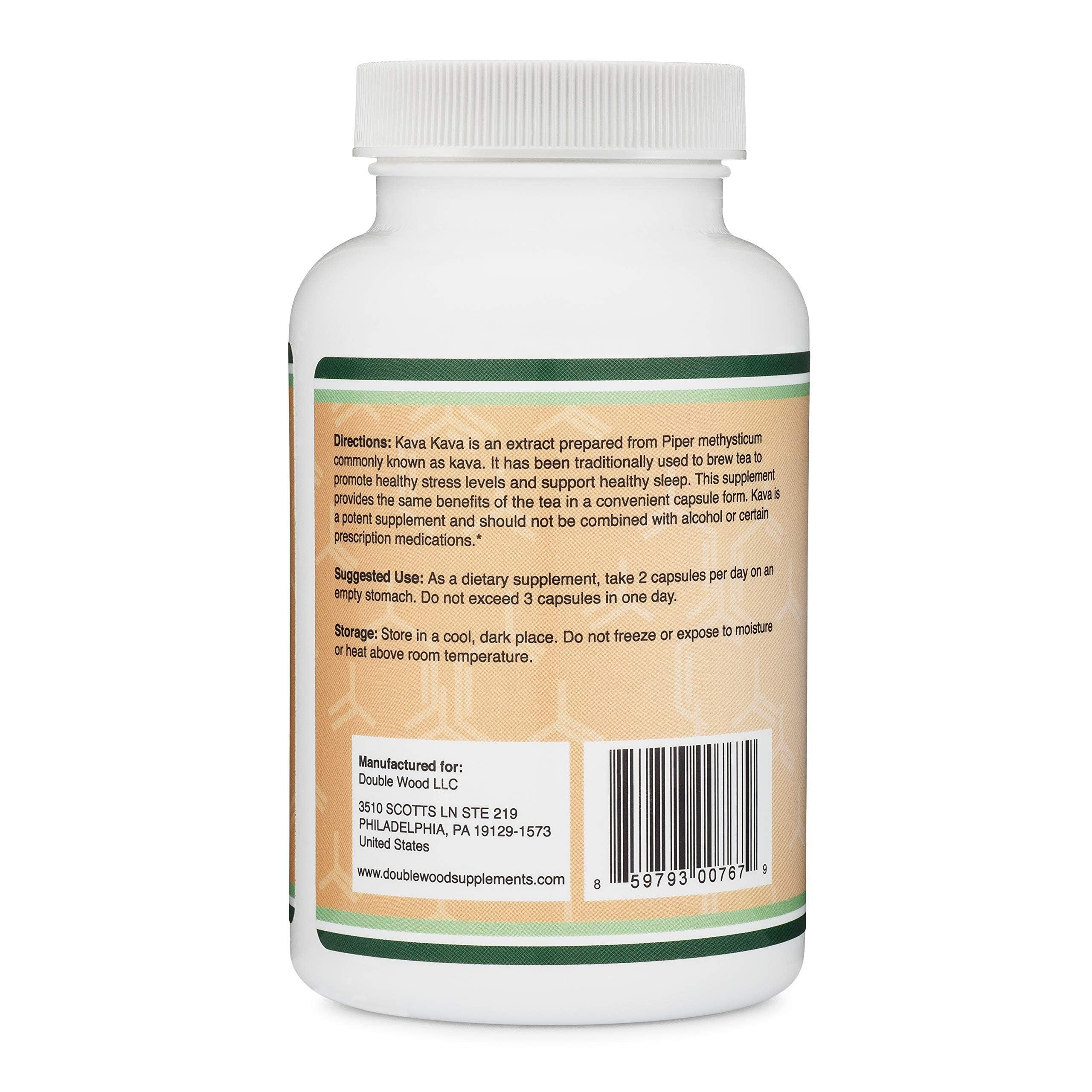 Kava Kava Capsules 1,000mg per Serving, 120 Count (High Purity Potent 3-5% Kavalactones Root Extract) Kava Powder Root Extract for Relaxation (Non-GMO, Vegan Safe) by Double Wood - Image 4