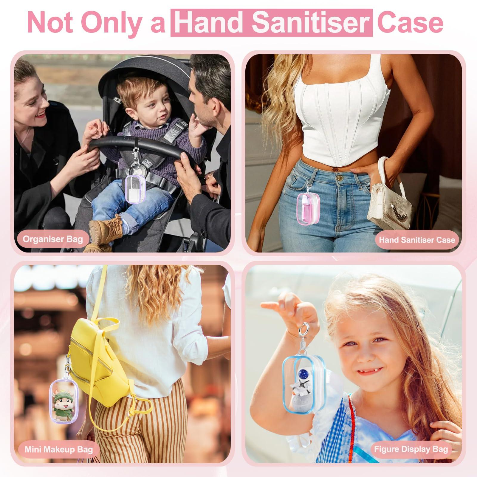 XCOSHAY Hand Sanitizer Spray Clear Case for touchland 1FL OZ/30ml, 3 Pack Blind Box Keychain, Figures Display Bag, Zippered Pouch, Mini Makeup Bag, with Keychain Snap Hook (Pink & Blue & Clear) - Image 5