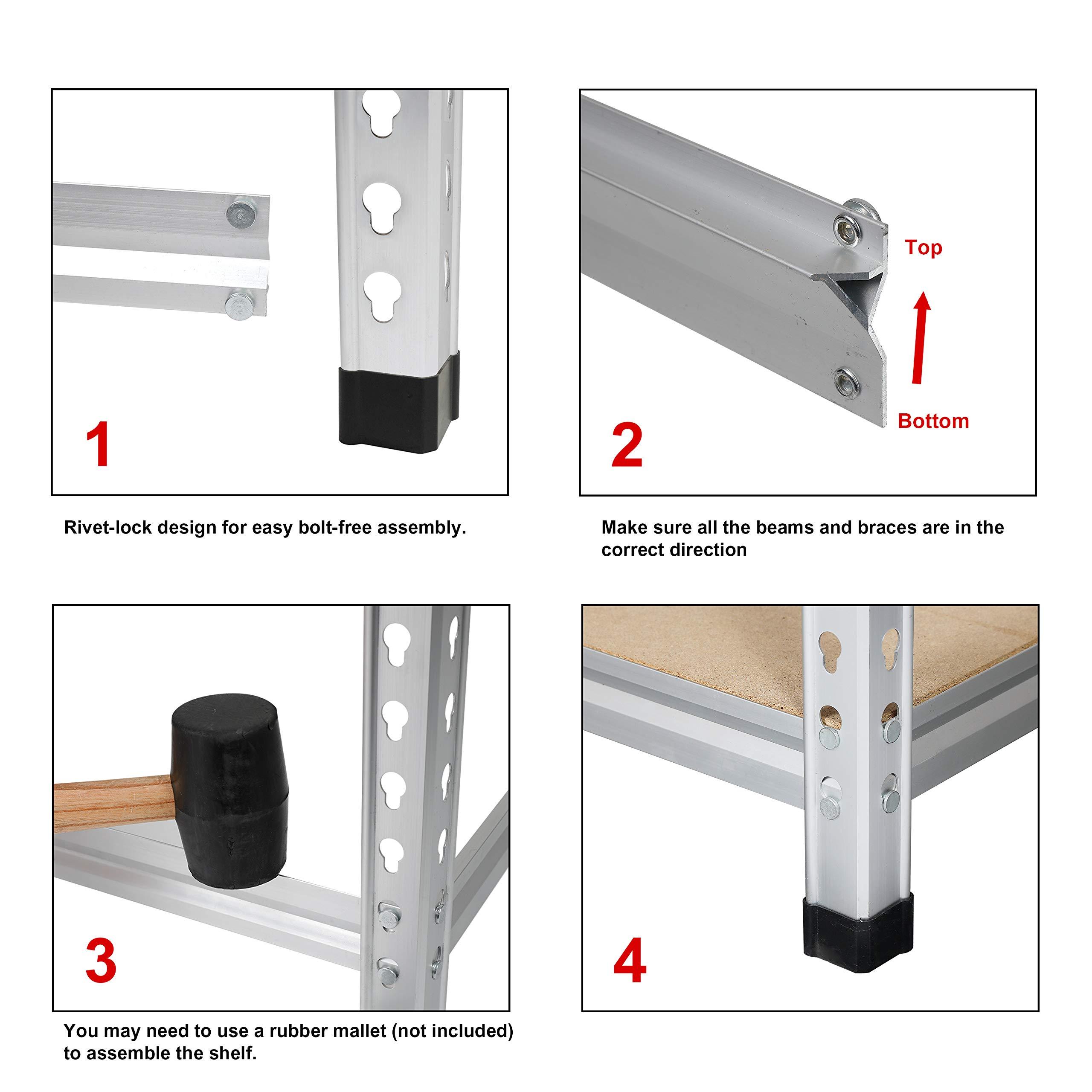 Amazon Basics 5-tier Medium Duty Storage Shelving Single Post Press Board Shelf - 48 x 18 x 72 Inches, Aluminum - Image 4