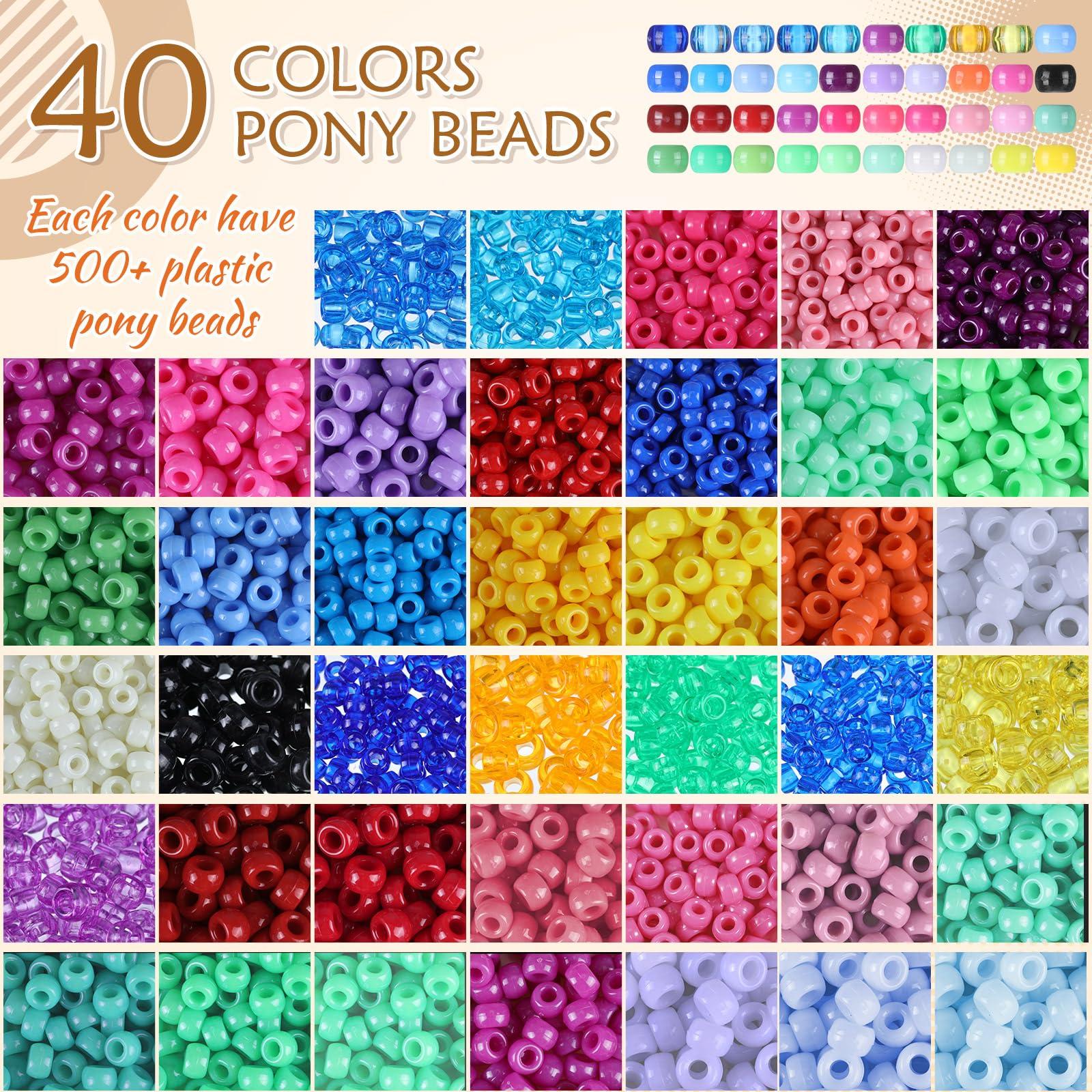 Huquary 21000 Pcs Pony Beads Bulk 6 x 9 mm Plastic Kandi Beads for Bracelet for Multicolor Craft Making Rainbow Necklace Jewelry Key Chain DIY Braids(40 Colors) - Image 4