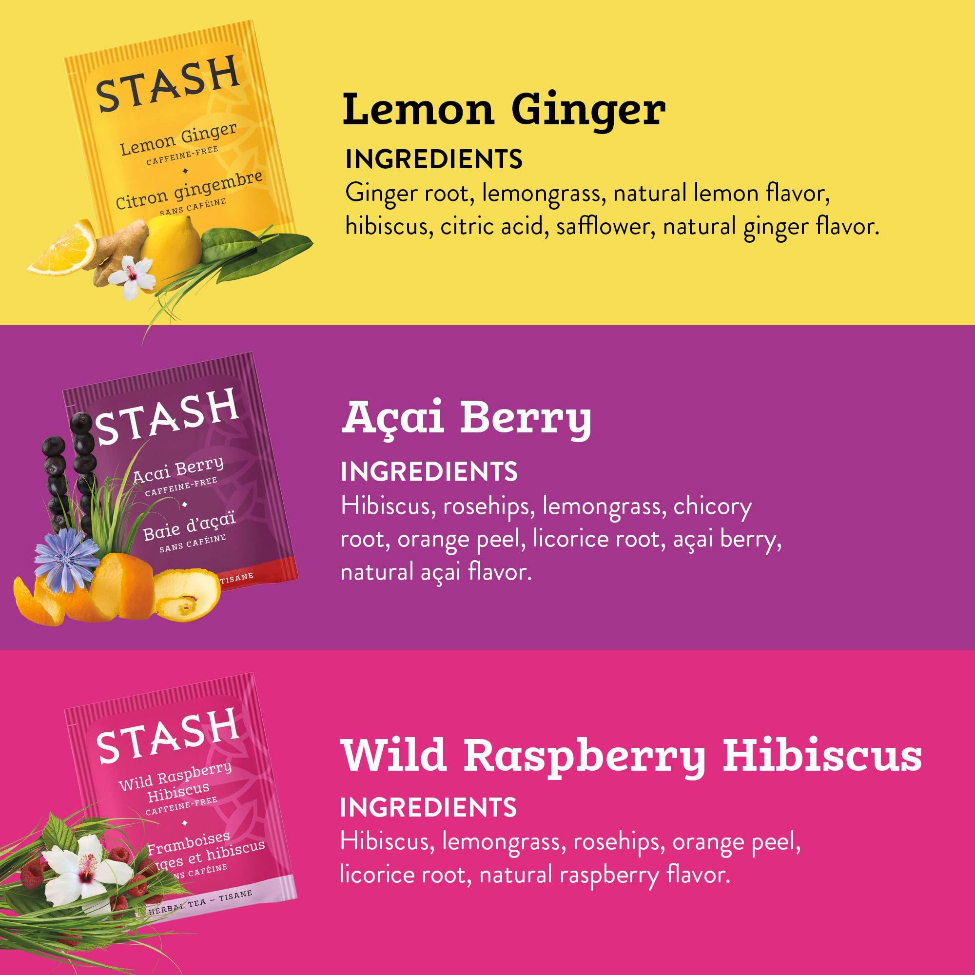 Stash Tea Fruity Herbal Tea 6 Flavor Tea Sampler, 6 boxes With 18-20 Tea Bags Each - Image 3