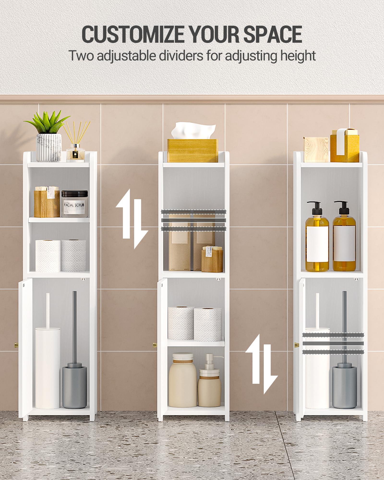 Hzuaneri Bathroom Storage Cabinet, Corner Floor Cabinet with Doors and Adjustable Shelf, Narrow Toilet Paper Cabinets, Bathroom Organizer for Small Spaces, White BC19703X - Image 6