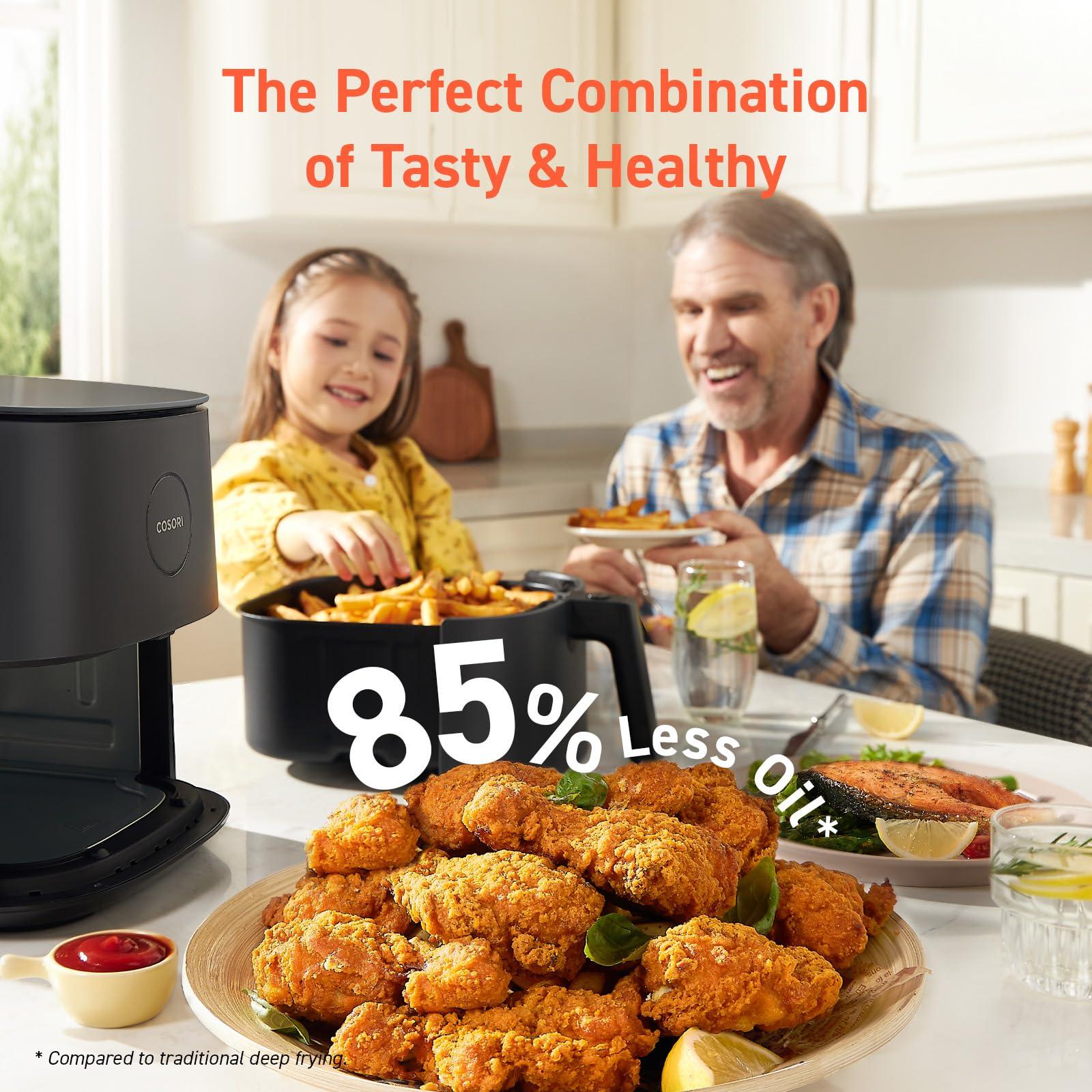 COSORI Air Fryer Pro 9-in-1, Compact 5QT, 450℉: Half Time & Chef-Grade Cook, One-Wipe Clean Glass Panel, 130+ In-App Recipes with Nutritional Info, Nonstick & Dishwasher-Safe Basket, Gray - Image 5