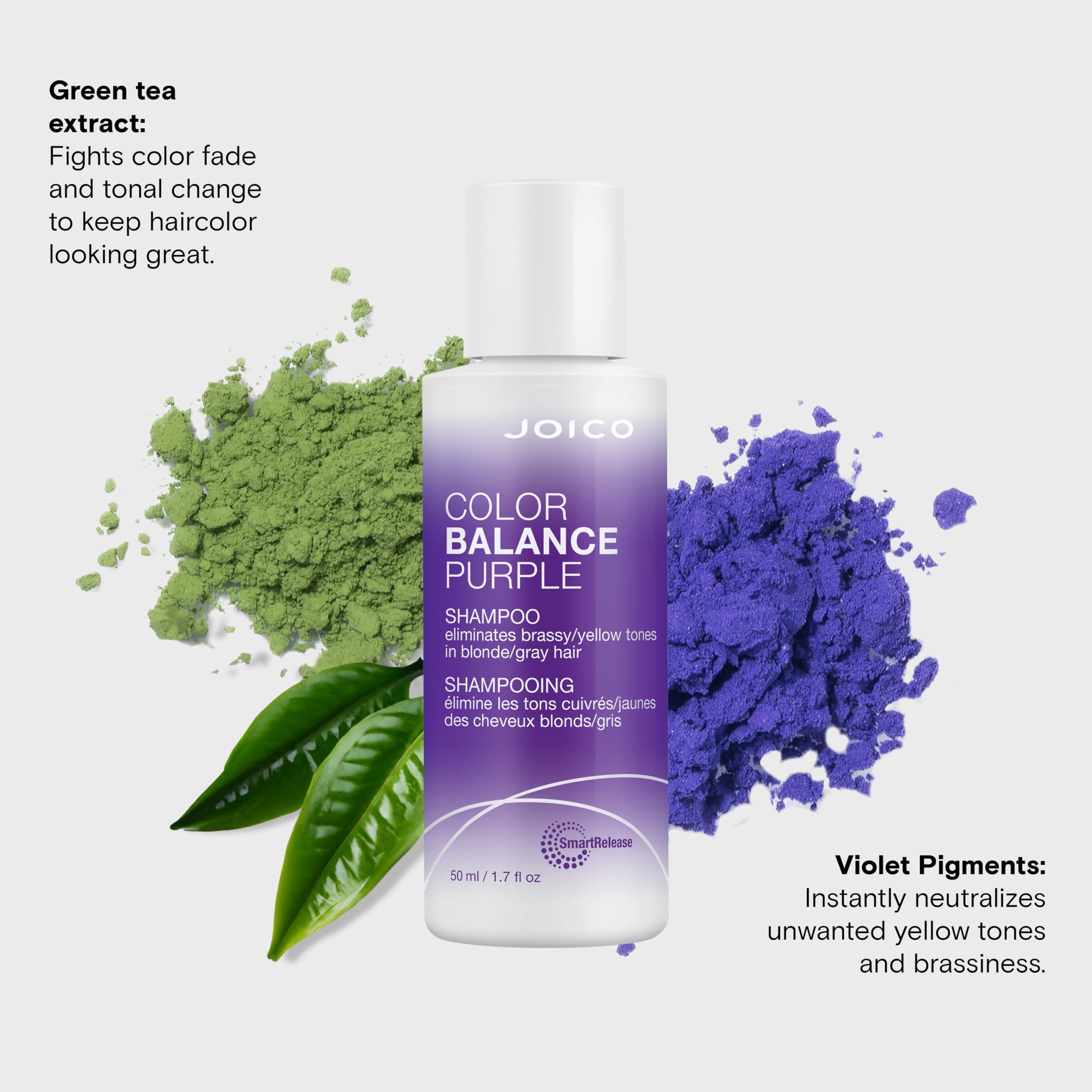 Joico Color Balance Purple Shampoo | For Cool Blonde or Gray Hair | Eliminate Brassy Yellow Tones | Boost Color Vibrancy & Shine | UV Protection | With Rosehip Oil & Green Tea Extract - Image 5