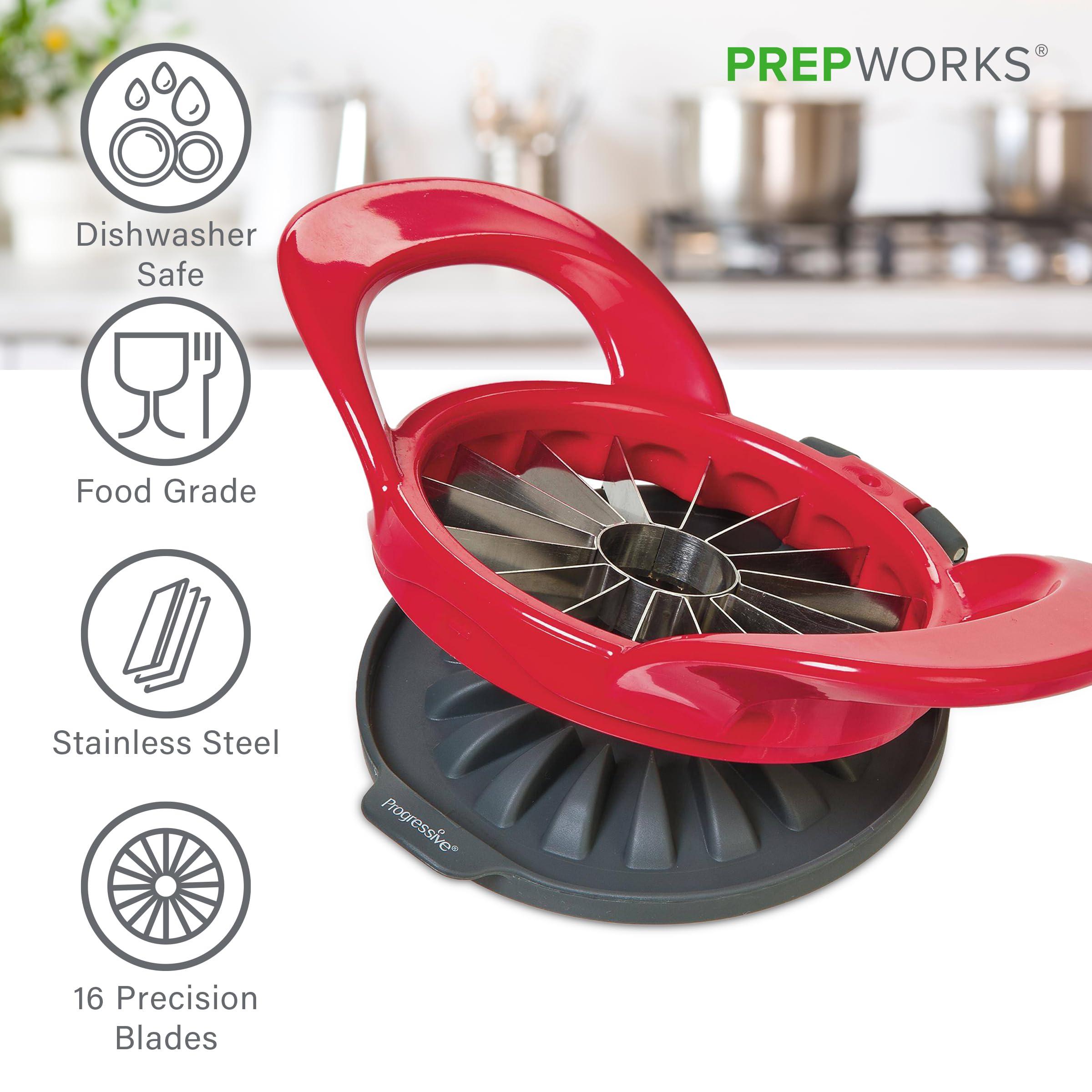 PrepWorks by Progressive Dishwasher Safe 16-Slice Thin Apple Slicer and Corer with Attached Safety Cover (Red) - Image 4