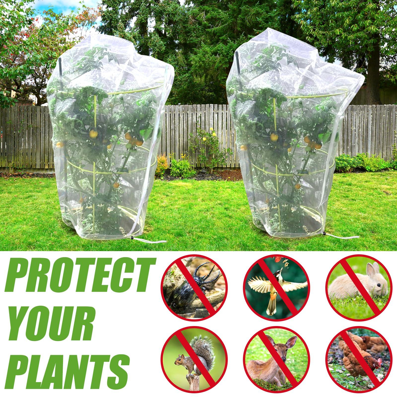 Fruit Tree Netting 6 * 7ft 2 Pack,Garden Netting for Blueberry Bushes,Vegetables,Flowers,Bird Netting Pest Barrier with Drawstring Zipper - Image 5