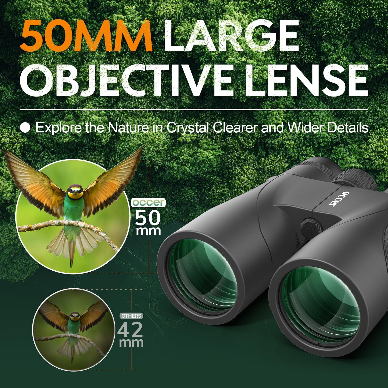 occer 12x50 Binoculars for Adults High Powered - HD Bird Watching Binocular for Hunting with Clear Vision - Easy Focus Binoculars with Long Range for Hiking Travel Cruise Trip Concert Stargazing - Image 2
