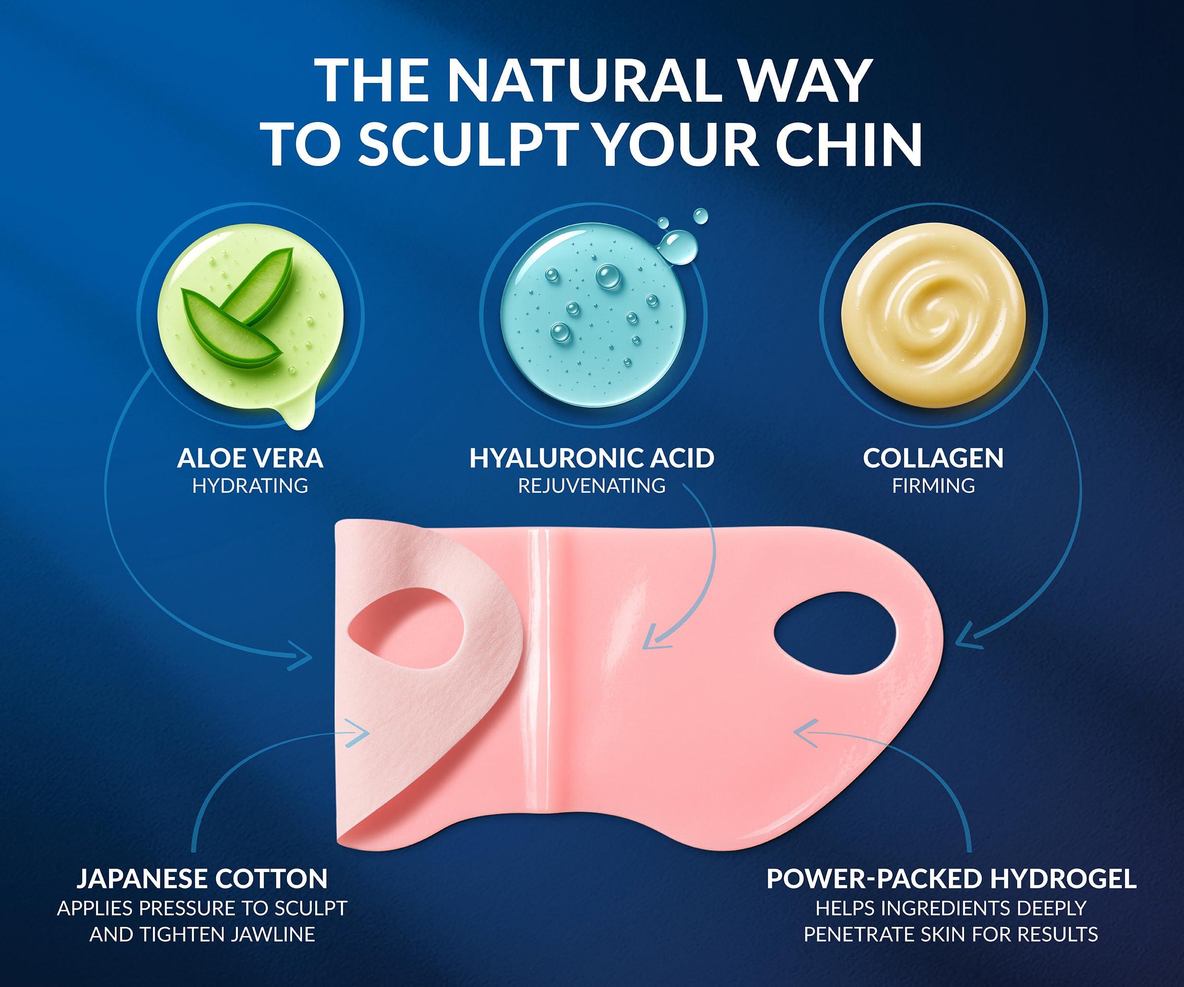 Stylia V Line Lifting Collagen Face Mask - Double Chin Strap for Women - Jawline Shaper Face Lift Tape - Neck Lift Collagen Mask - Chin Strap for Sleeping - Hyaluronic Acid, Aloe Vera, Cica 7PC - Image 3