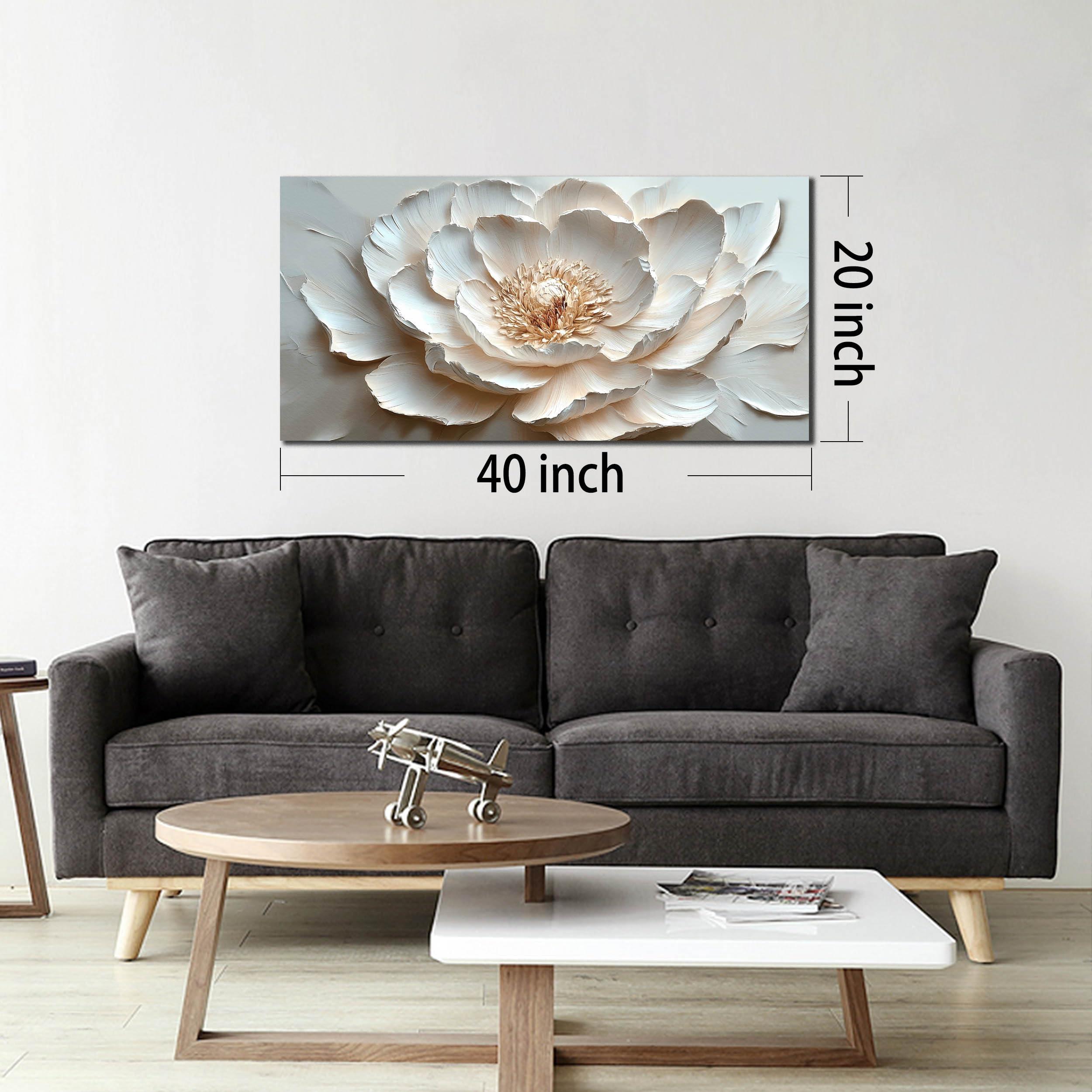 Flower Art Wall Decor for Living Room - White Canvas Wall Art for Office - Modern Wall Decor for Bedroom Women Size 20" x 40" - Image 7