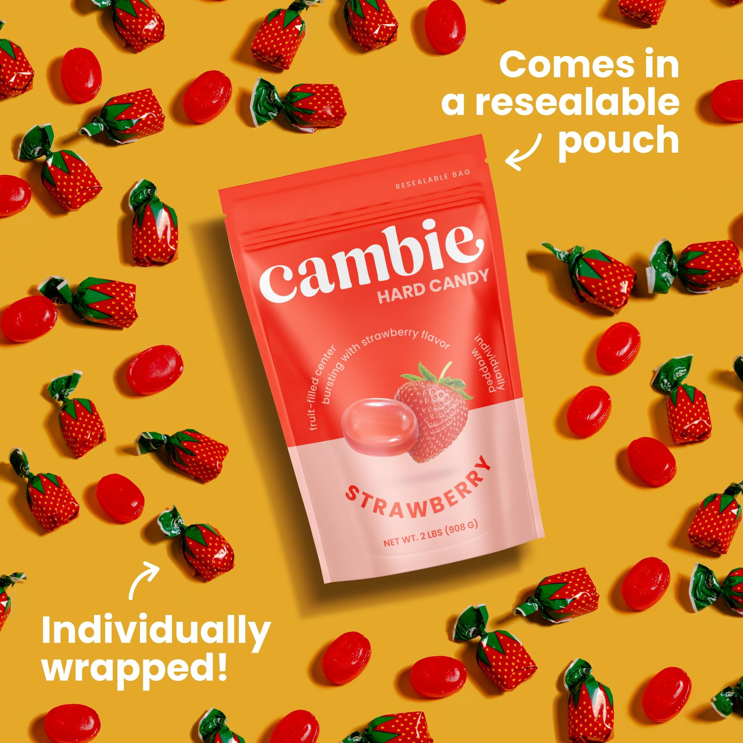 Strawberry Hard Candy Individually Wrapped by Cambie, 2 lbs of Strawberry Candy with a Deliciously Sweet Hard Exterior with a Soft, Fruit-Filled Center - Image 3