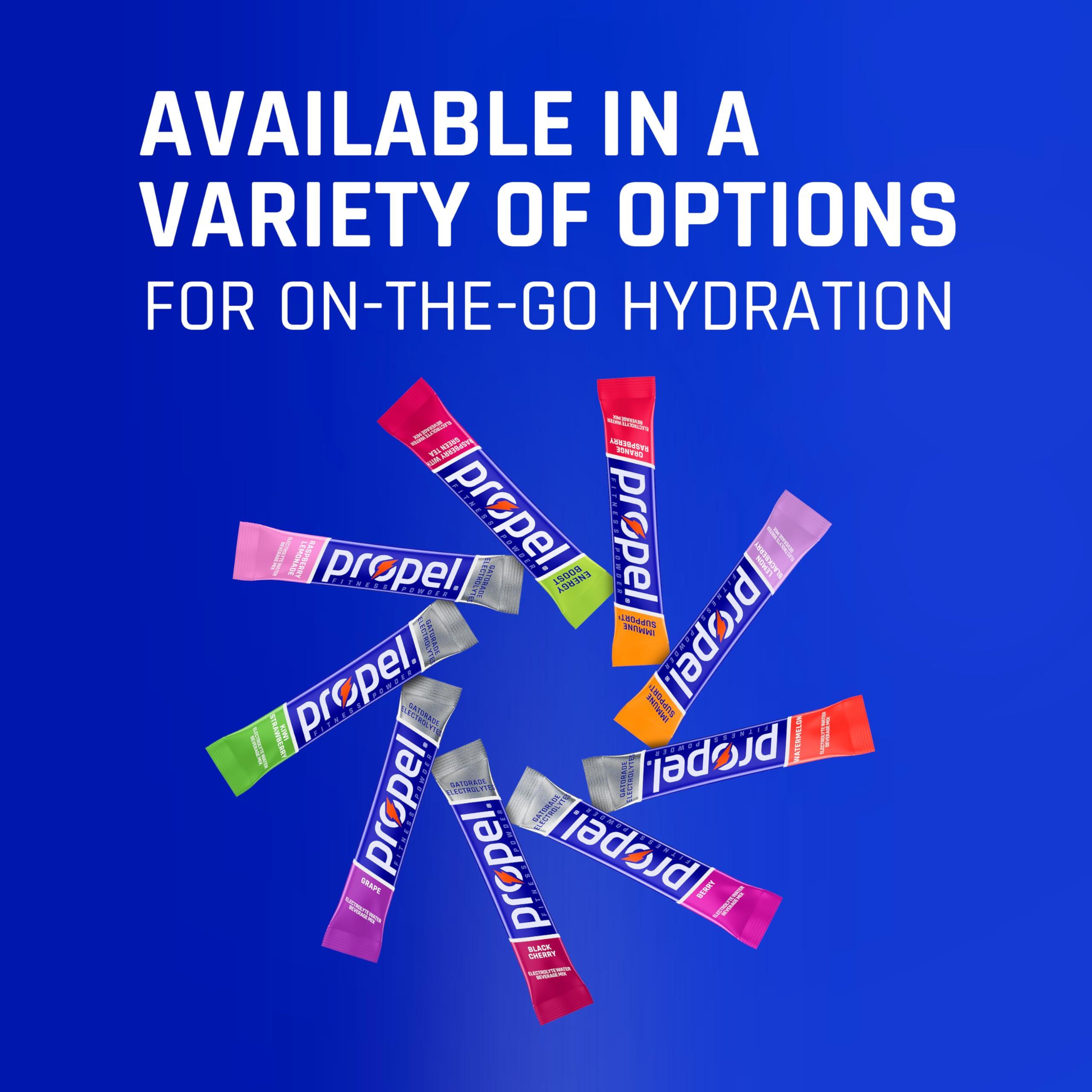 Propel Electrolyte Enhanced Water Drink Mix Powder Packets, 4 Flavor Variety Pack, Zero Calorie & Zero Sugar Hydration with Electrolytes and Vitamins C & E (50 Packets) - Image 5