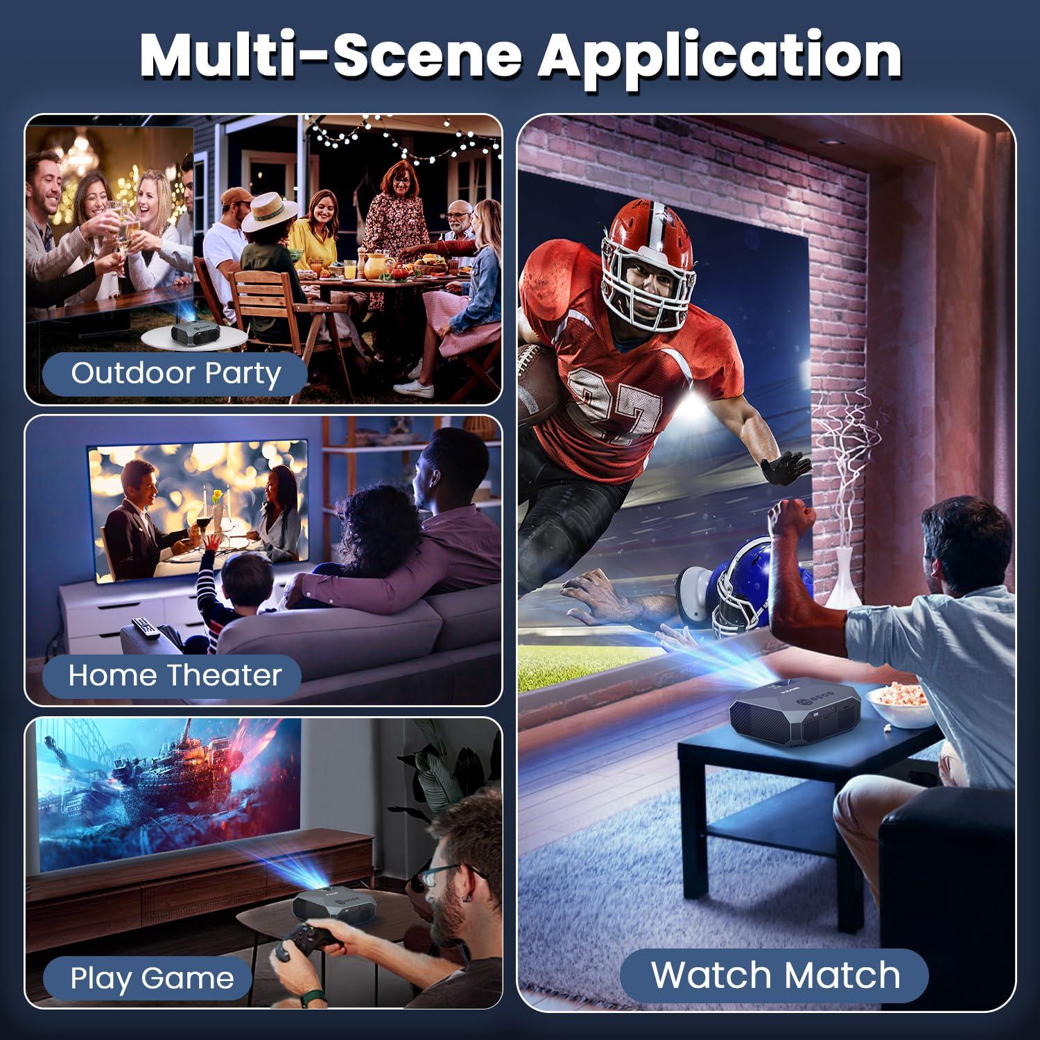 FUDONI Projector with WiFi and Bluetooth, Native 1080P Outdoor Movie Projectors 4k Supported, 15000L Portable Home Theater Projector Max 300", Indoor&Outdoor Use - Image 8