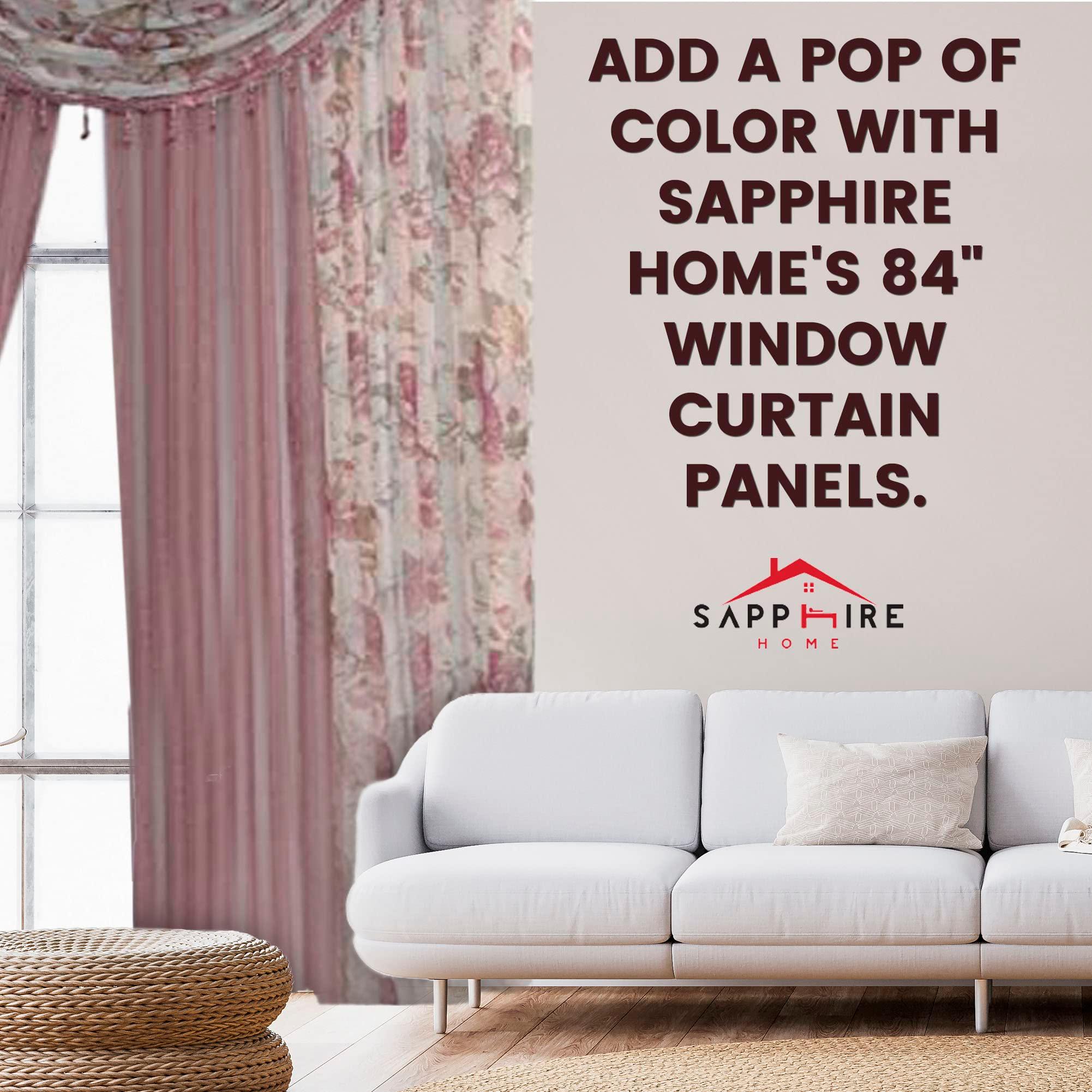 Sapphire Home Sheer Curtains - Two Tone 4 Panels Set w/Valance & Tiebacks, 55"x84", Lightweight Light-Filtering Window Curtain for Living Room, Bedroom, Kitchen, Dining Room - Floral Rose/Brown - Image 5