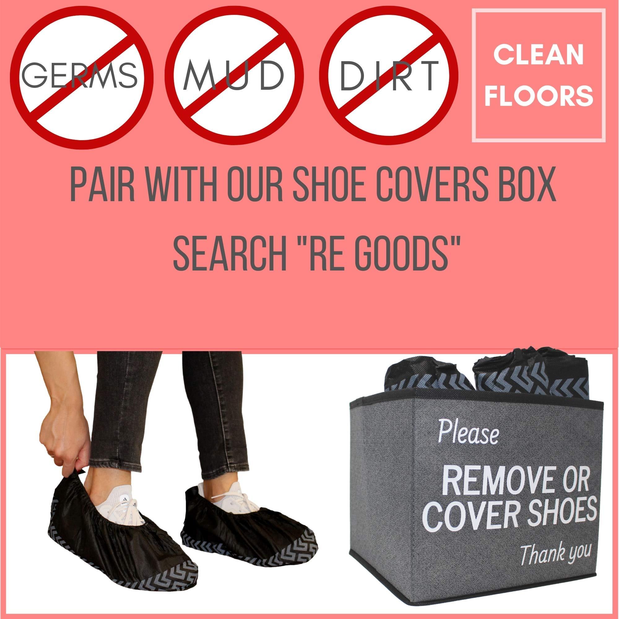 RE GOODS Shoe Covers - 100 Pack, X Large, Extra Thick With Non Skid Soles, Professional Sleek Black Disposable Boot and Shoe Booties, One Size Fits Most, Non Slip - Indoor/Outdoor - Image 2