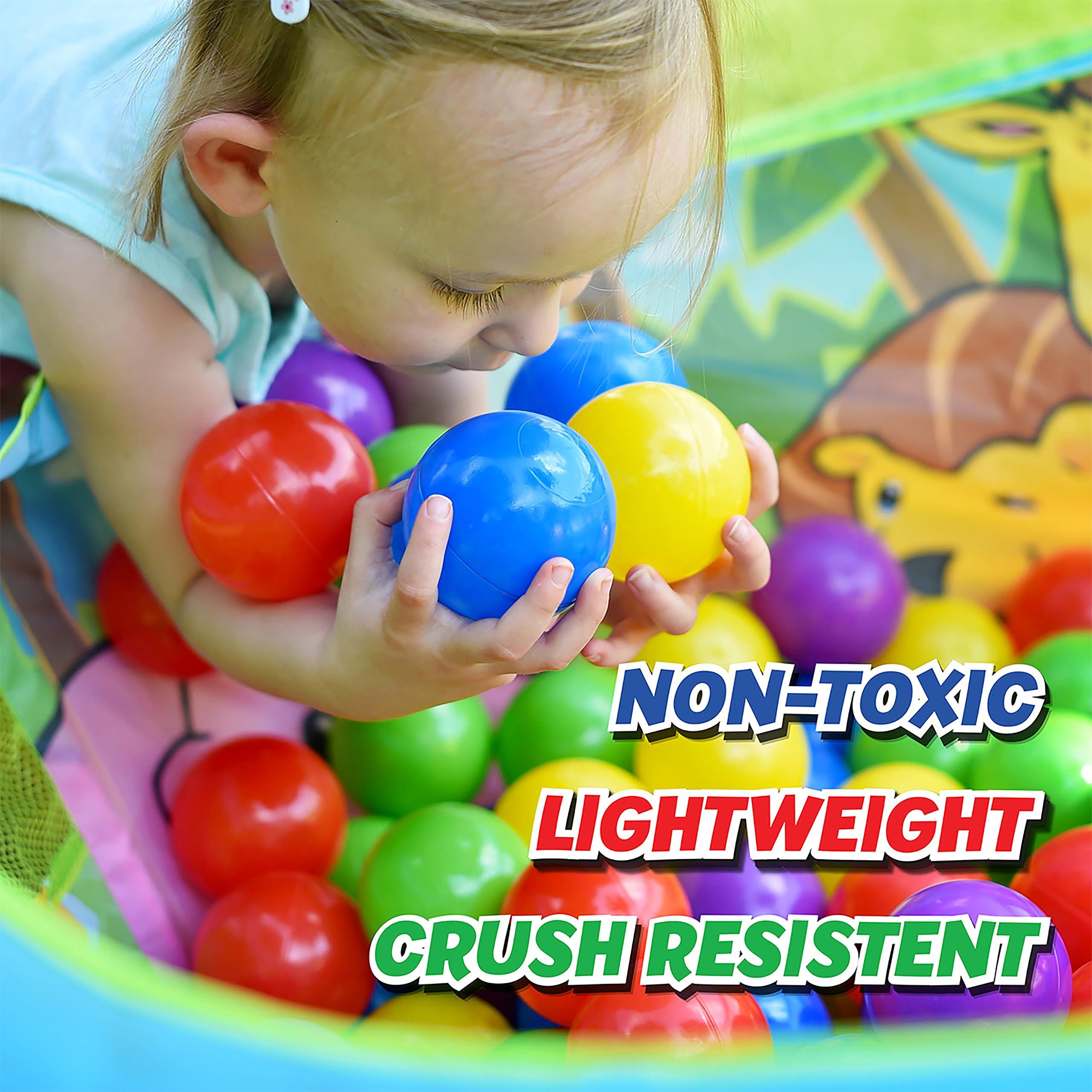 Sunny Days Entertainment 200 Premium Crush-Resistant Play Balls for Ball Pits – Non-Toxic, BPA & Phthalate Free – Vibrant Assorted Colors with Zippered Storage Bag (2.5" Diameter) - Image 3