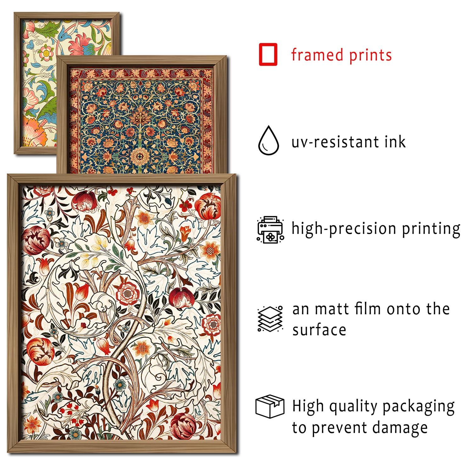 ANERZA 16 PCS Framed William Morris Wall Art Decor, Floral Wall Prints for Bedroom, Gallery Wall Frame Set, Vintage Posters for Living Room Aesthetic, Botanical Collage Kit, Dorm Home Artwork - Image 3