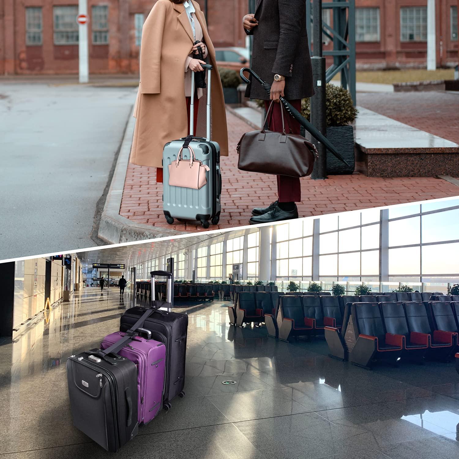 Wisdompro 2 Pcs Add a Bag Luggage Strap, Heavy Duty Adjustable Suitcase Belt Travel Attachment Travel Accessories for Connecting Your Luggage Together - Black (T-Type and Normal) - Image 2