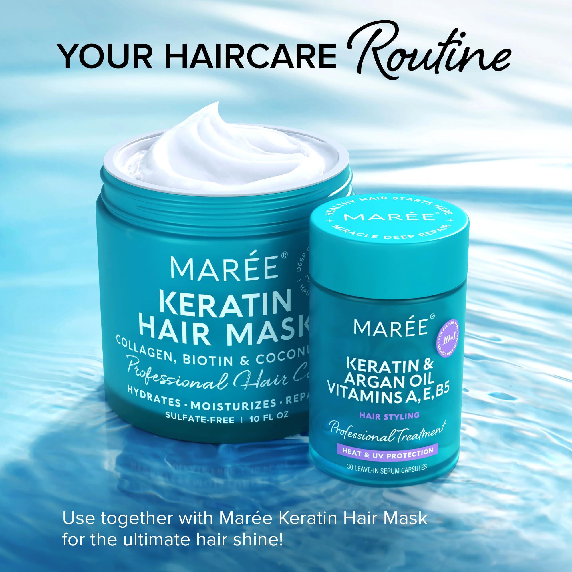 MAREE Hair Oil for Frizzy - Hair Vitamins A, E & B Keratin Styling Capsules with Jojoba & Argan Oil - Anti Frizz Serum for Women - Frizzy, Damaged, Dry and Curly - Sérum Gotas & Aceite Para el Cabello - Image 9