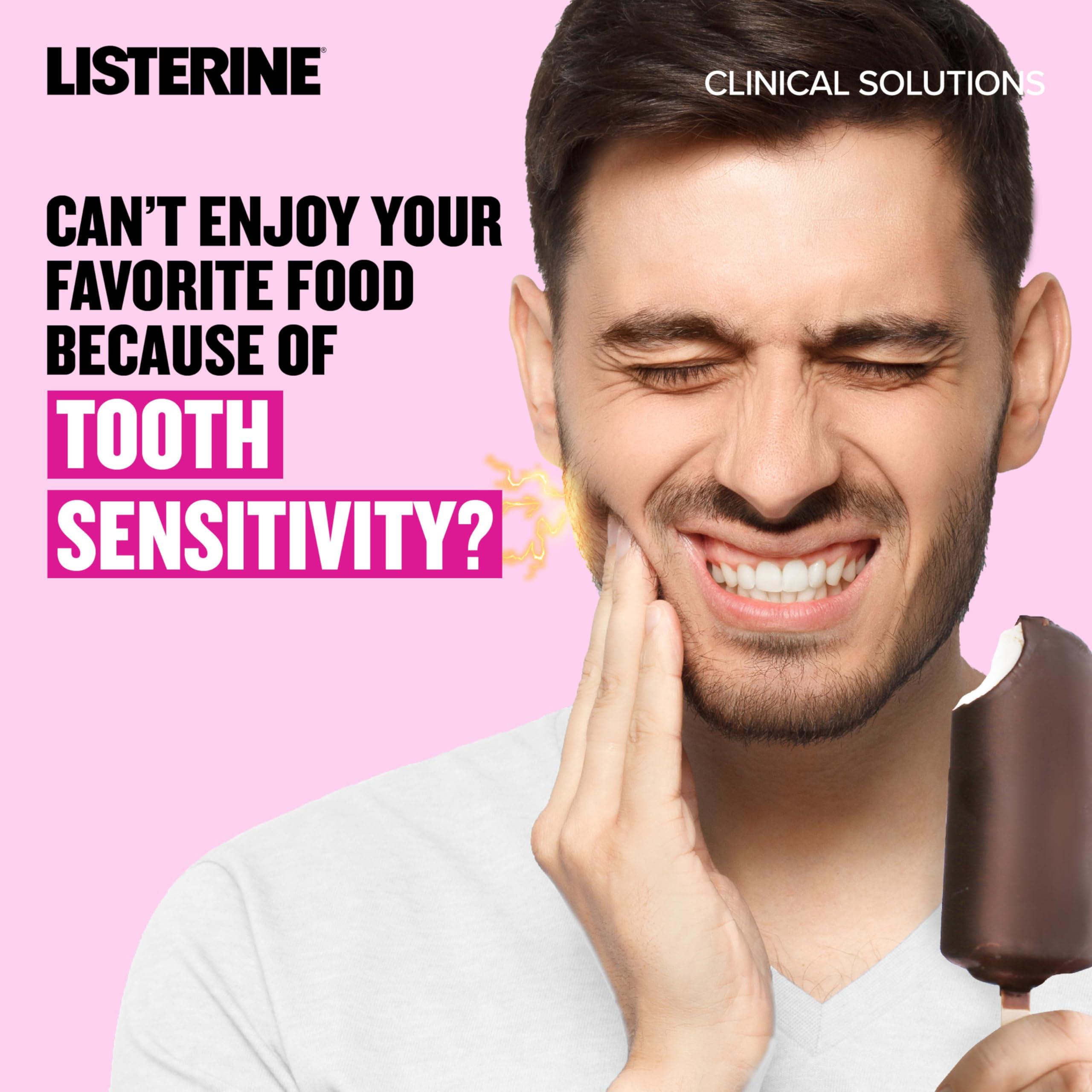 Listerine Clinical Solutions Sensitive Teeth Alcohol Free Mouthwash, Fresh Breath Dental Mouthwash Provides Protection & Relief from Tooth Sensitivity Pain, Daily Fresh Mint Oral Rinse, 500 mL - Image 3